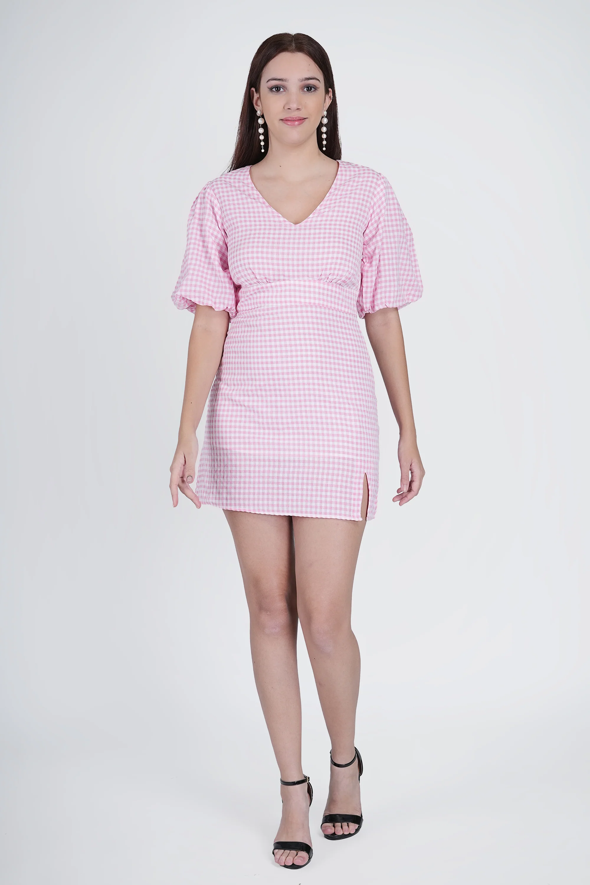 A-Line Pink Dress - Cotton Voil, Casual & Party Wear - Image 5