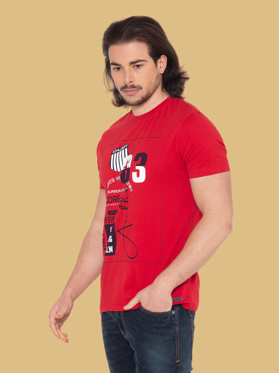 Flawless Men's Athletic Red Cotton T-Shirt - Image 4