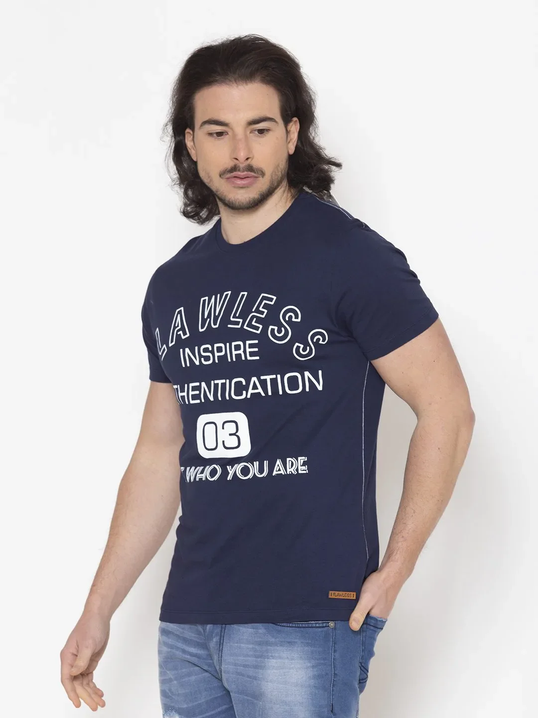 Flawless Men's Authentication Cotton T-Shirt - Image 3