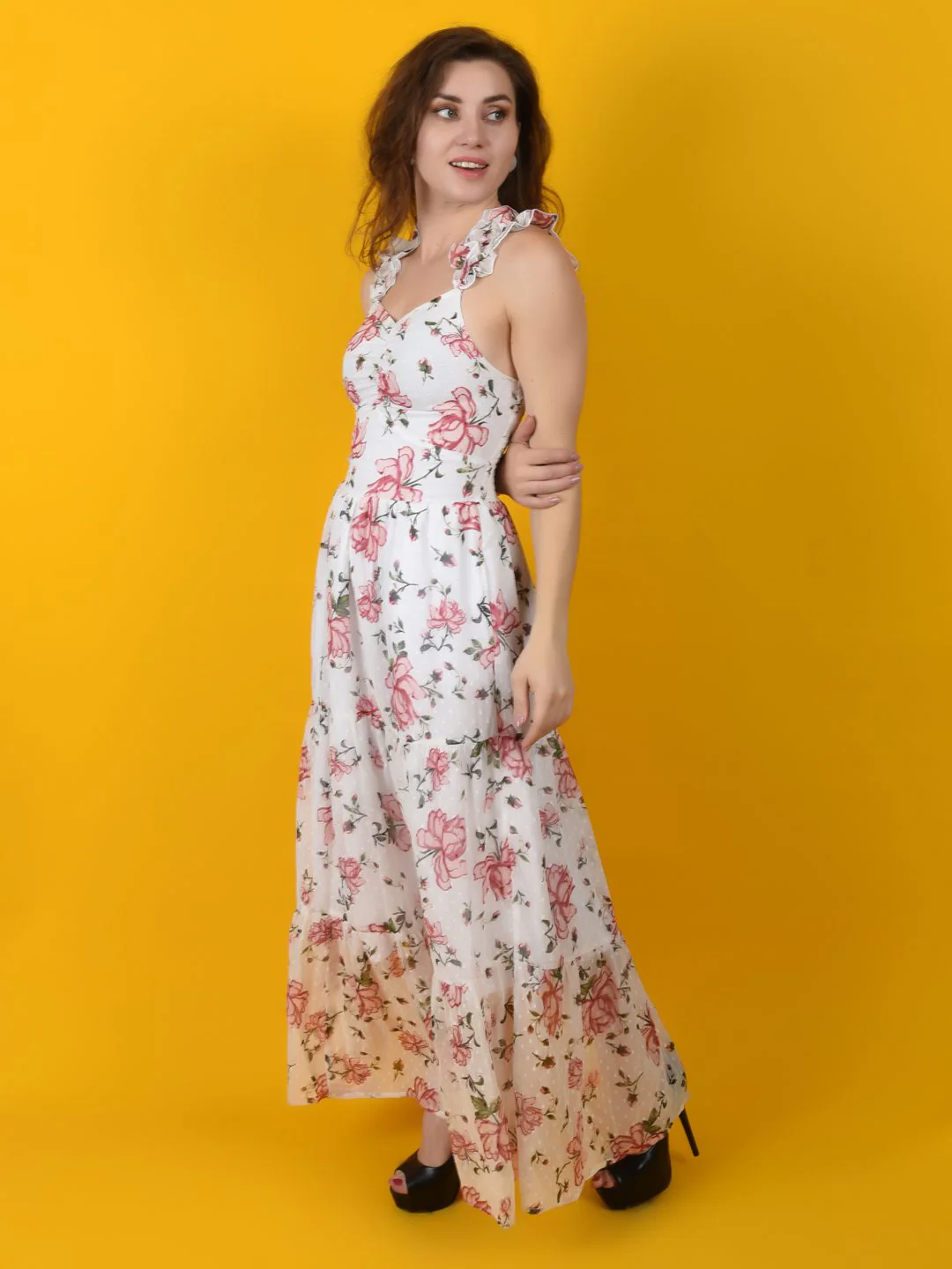 Flawless Trendy Women Rose Printed Beach Dress | BLOSSOM - Image 5