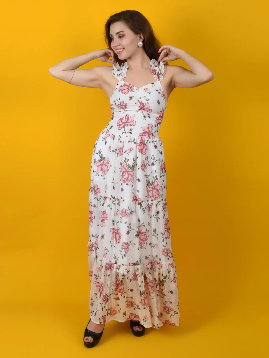 Flawless Trendy Women Rose Printed Beach Dress | BLOSSOM - Image 6