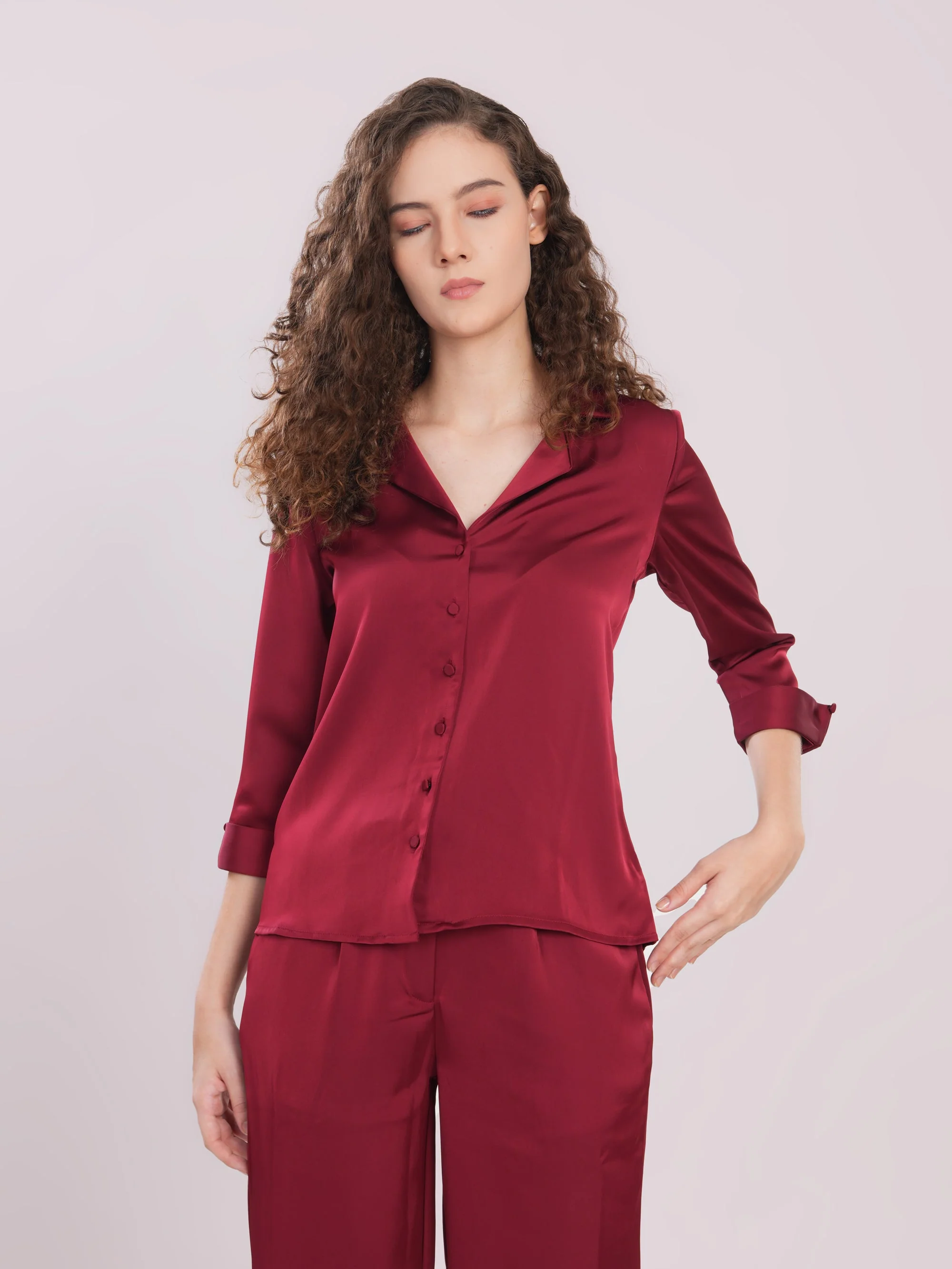 Red satin cord-set - Image 2