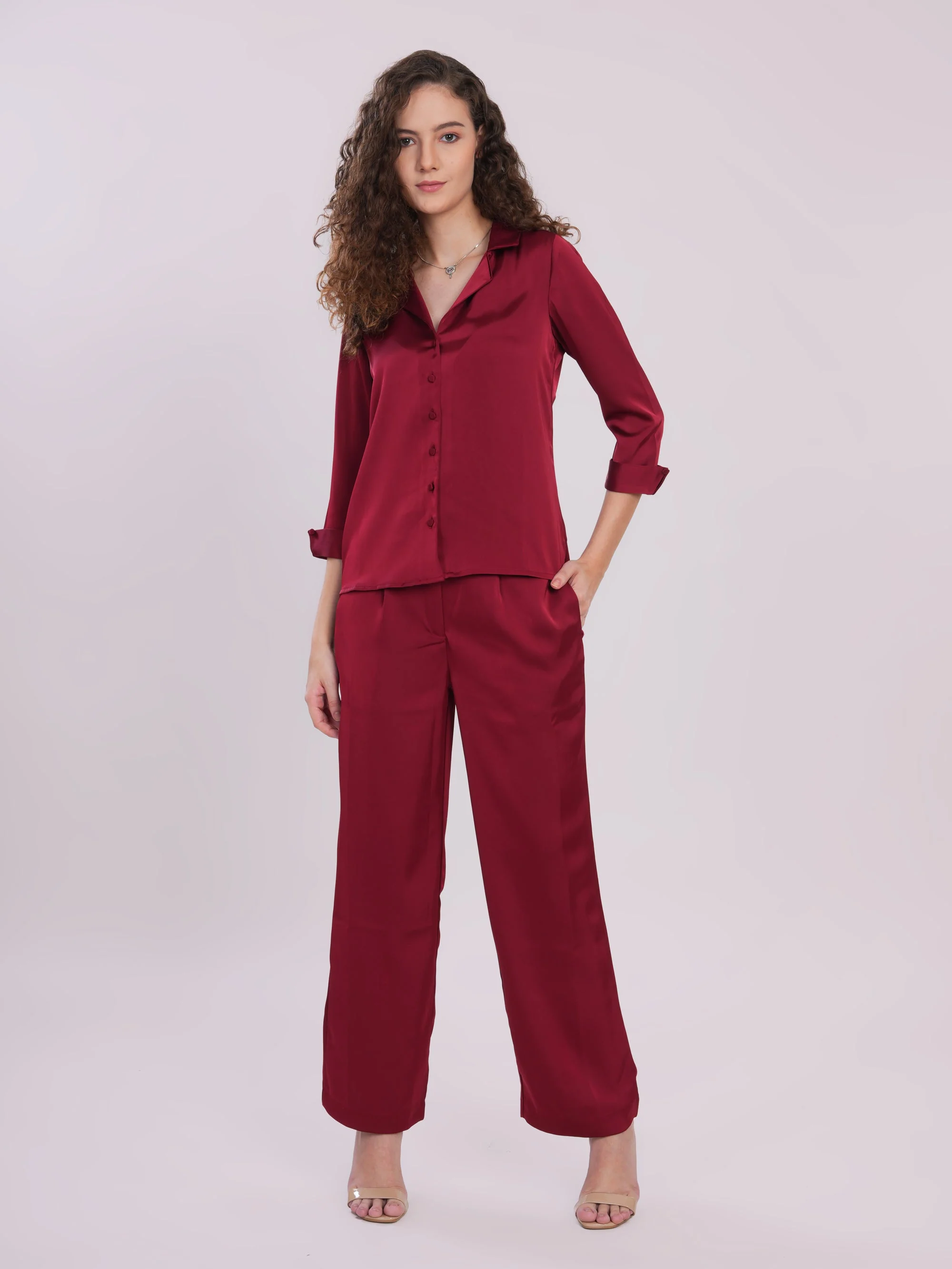Red satin cord-set - Image 3