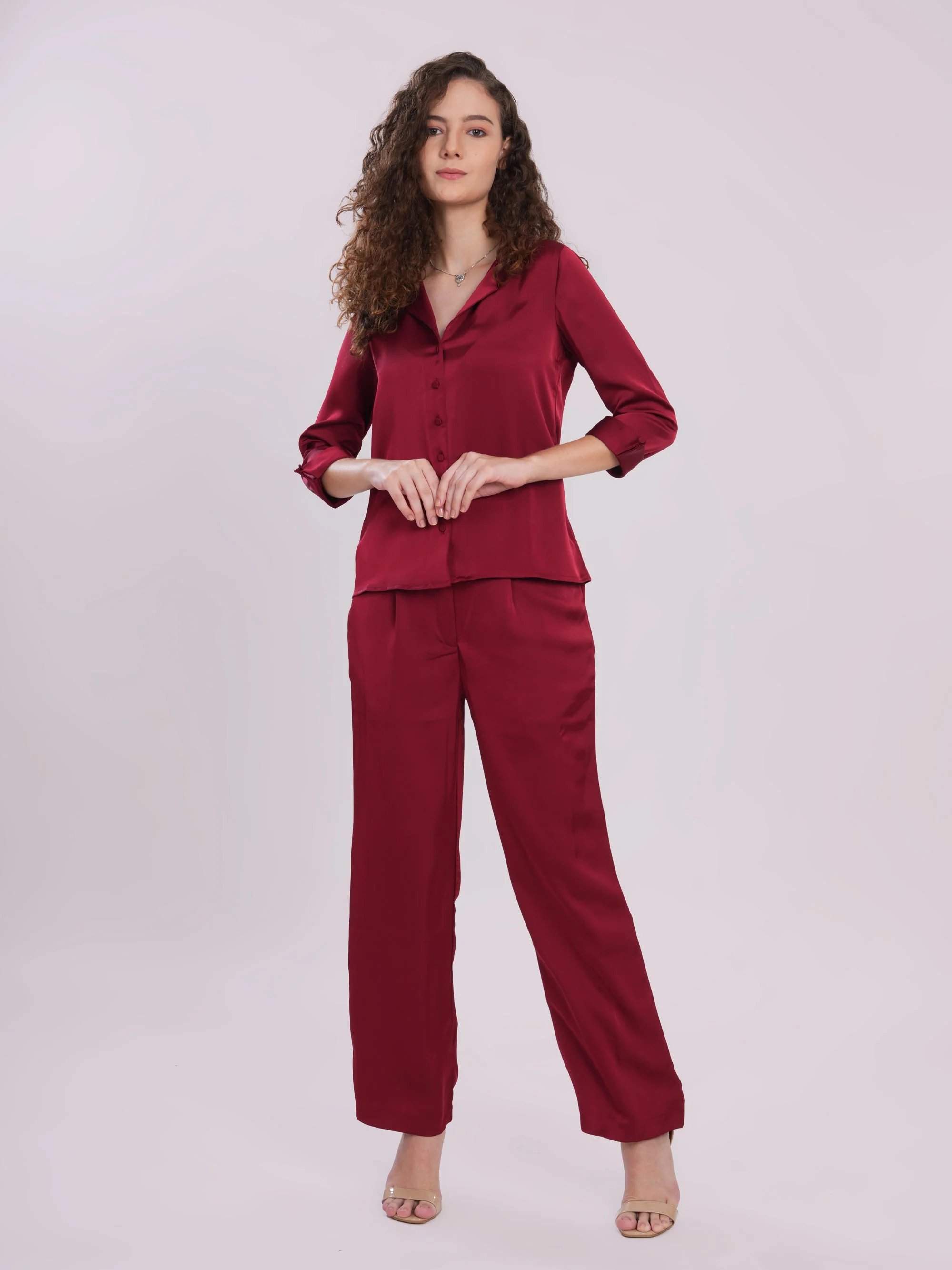Red satin cord-set - Image 4