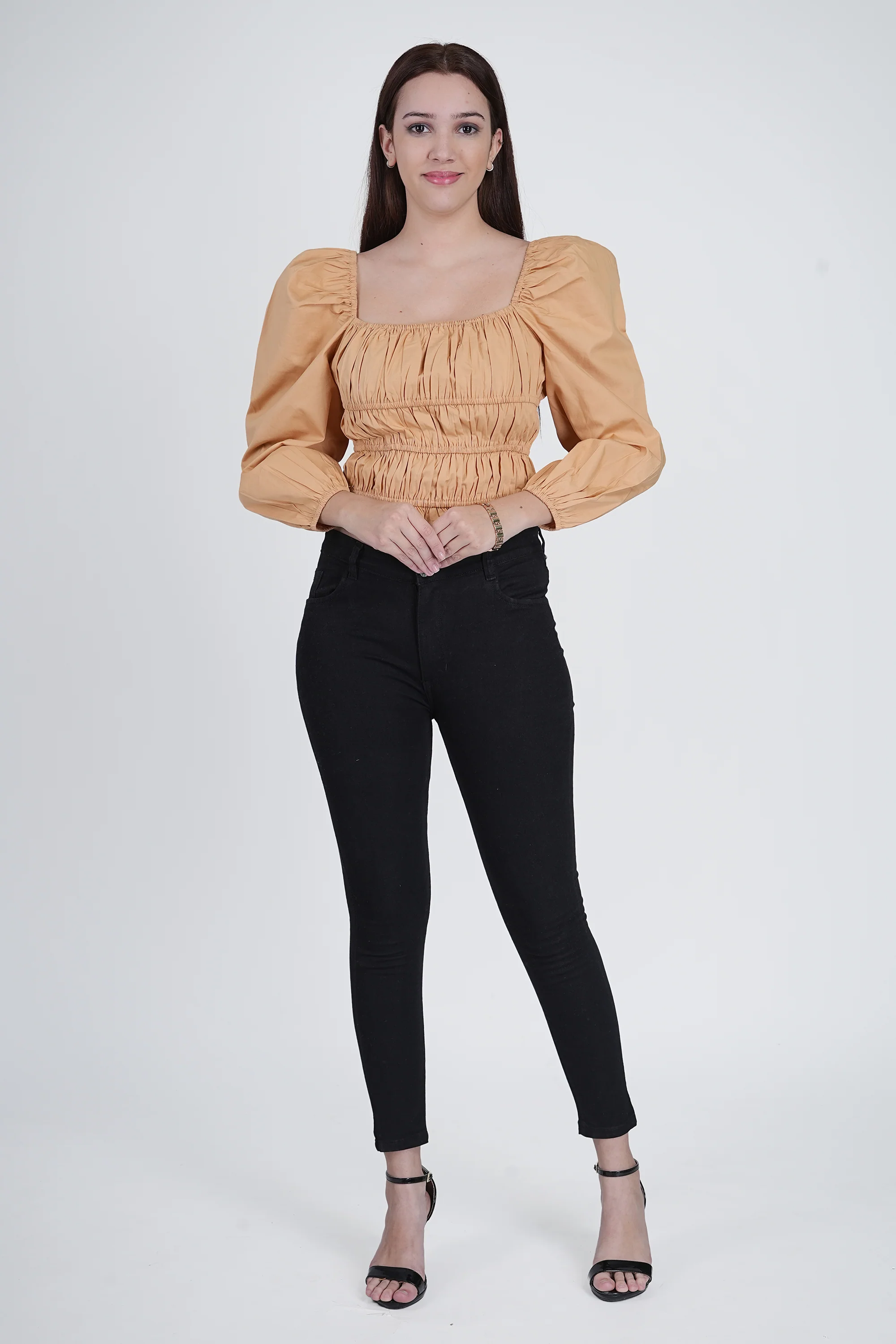 Beige Cotton Crop Top - Image 2