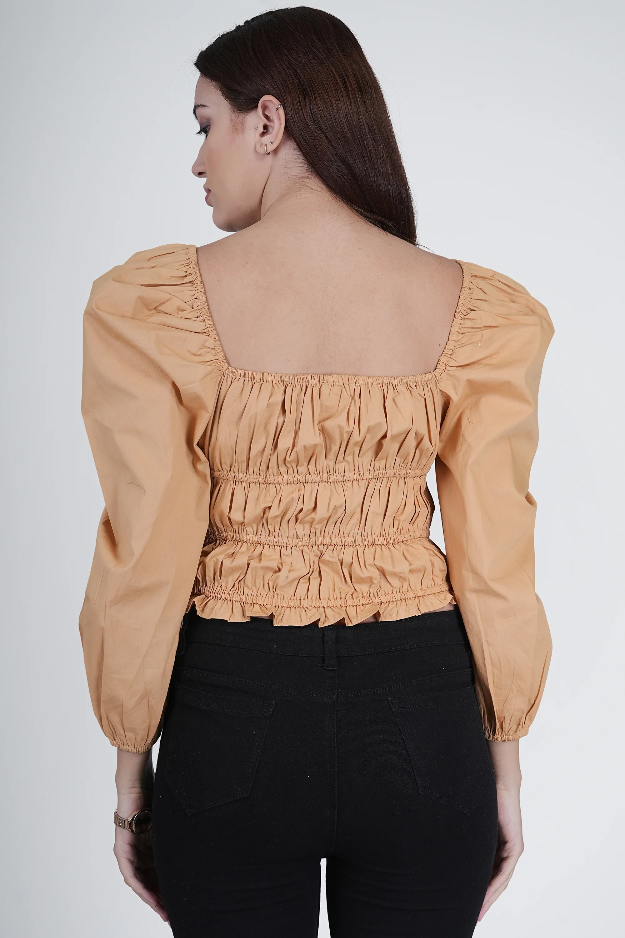 Beige Cotton Crop Top - Image 3