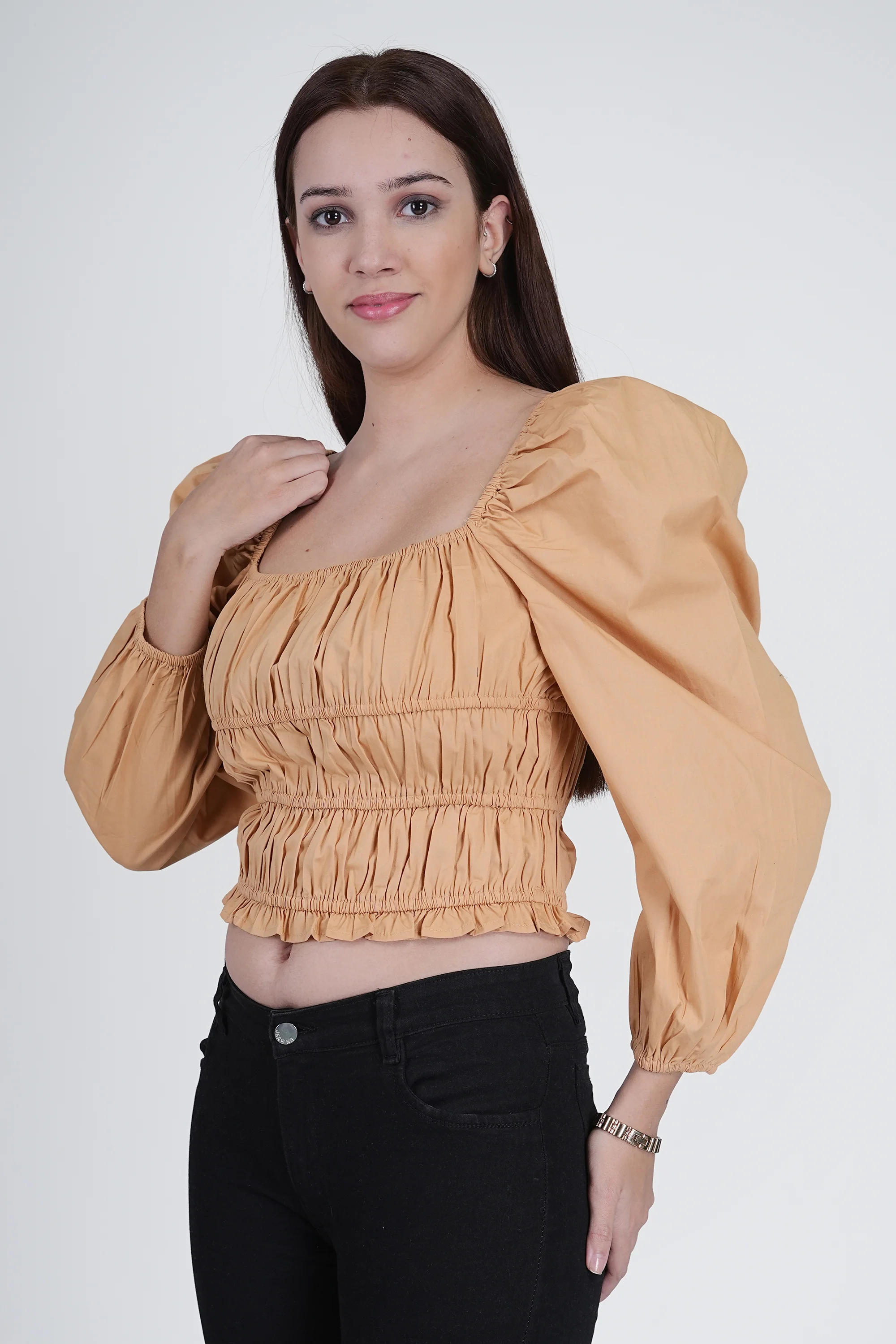 Beige Cotton Crop Top - Image 4