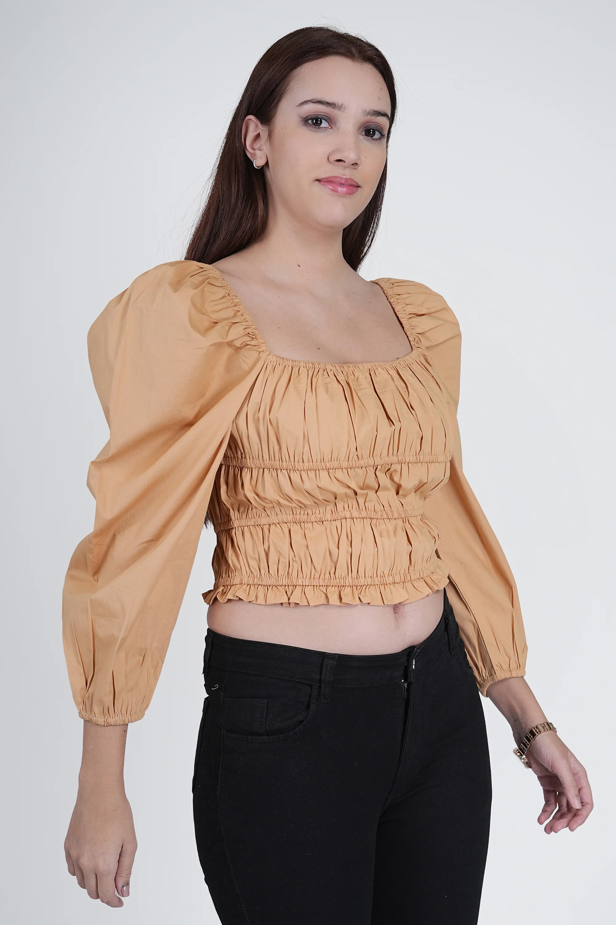 Beige Cotton Crop Top - Image 5