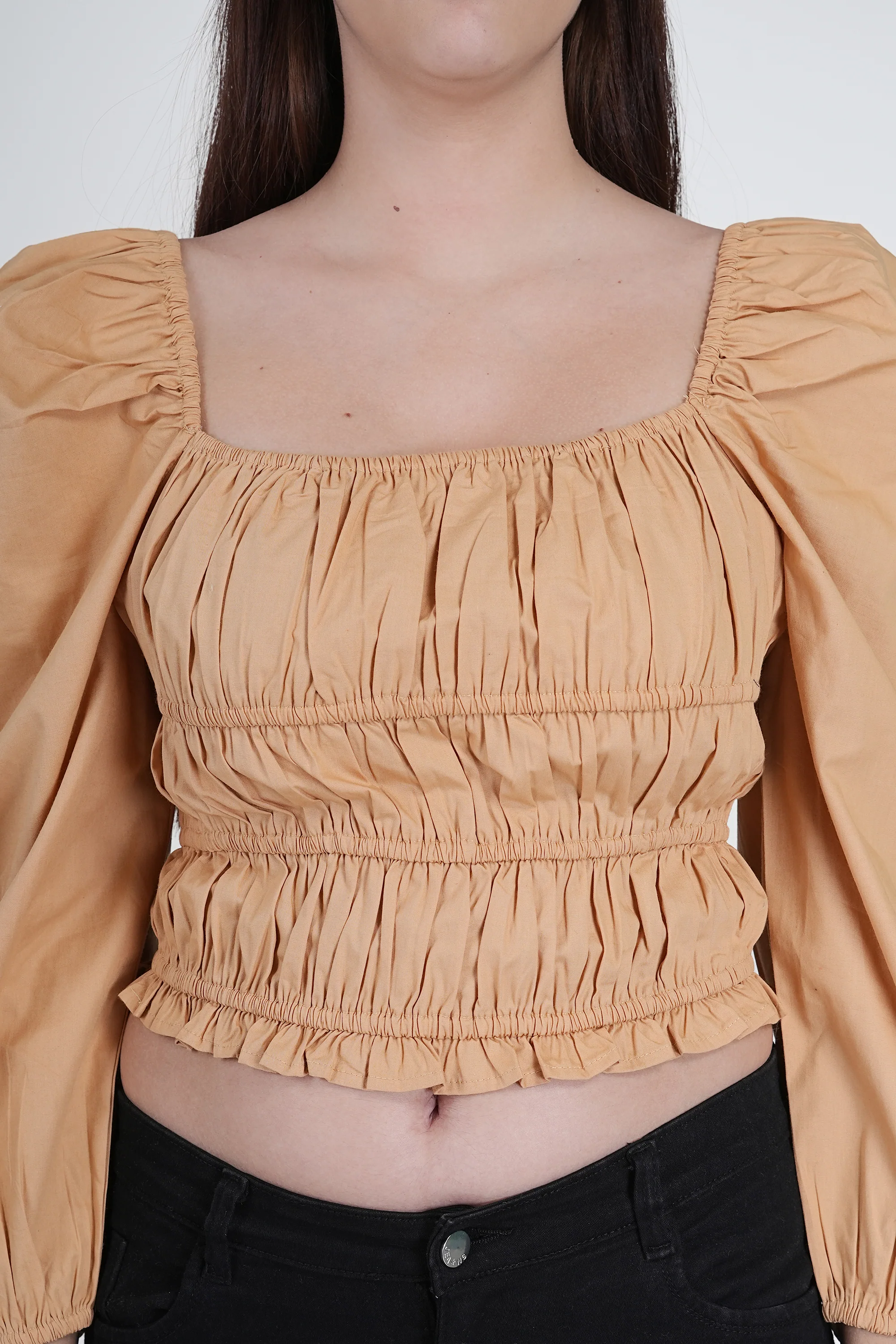 Beige Cotton Crop Top - Image 6