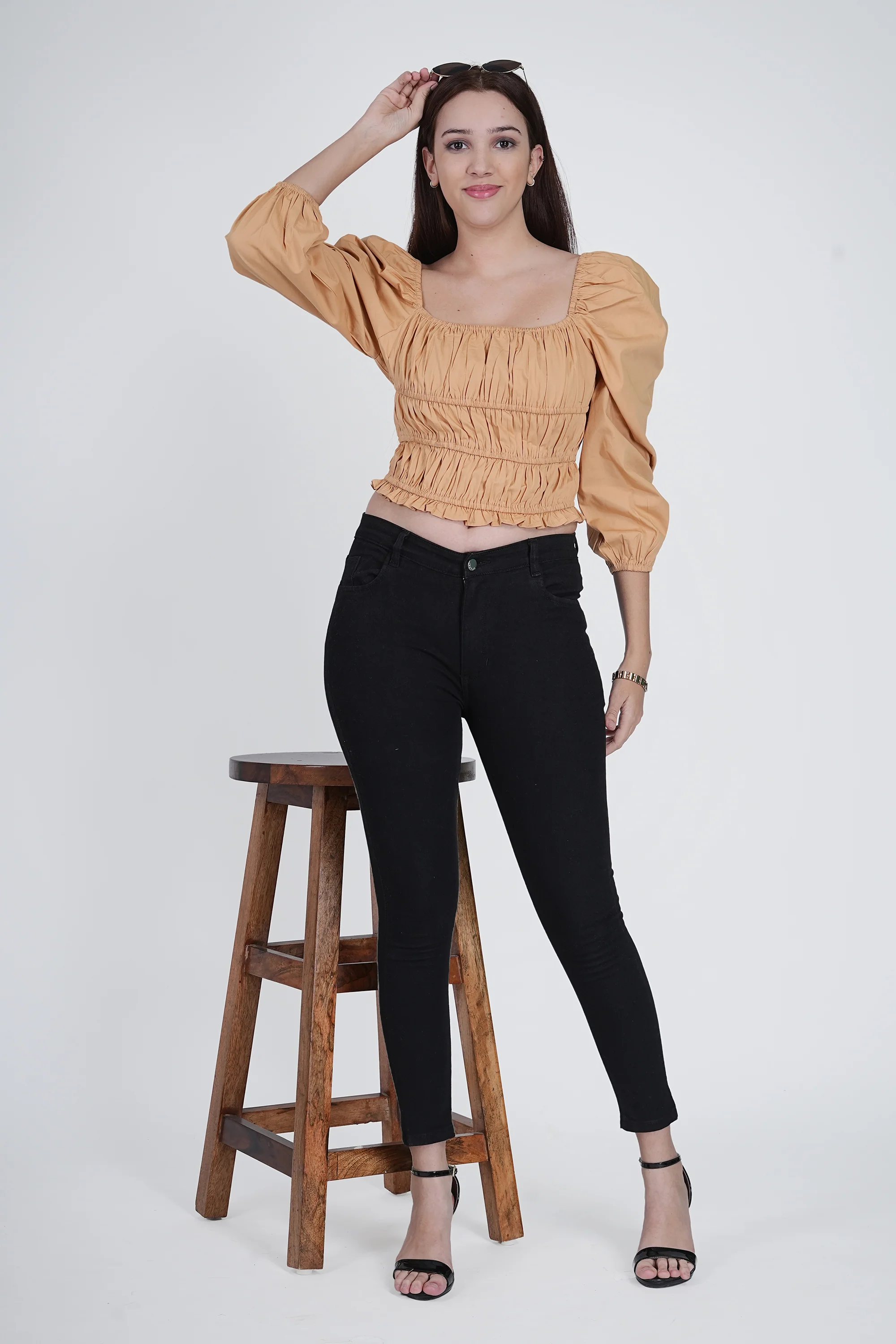 Beige Cotton Crop Top - Image 7