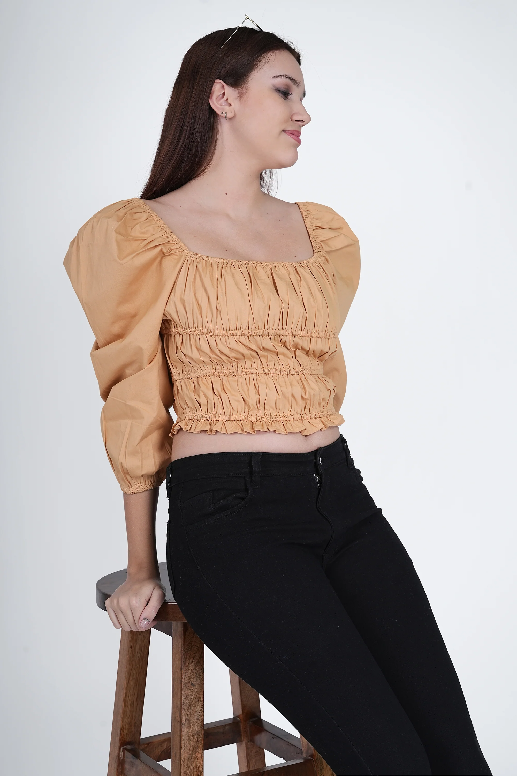 Beige Cotton Crop Top - Image 8
