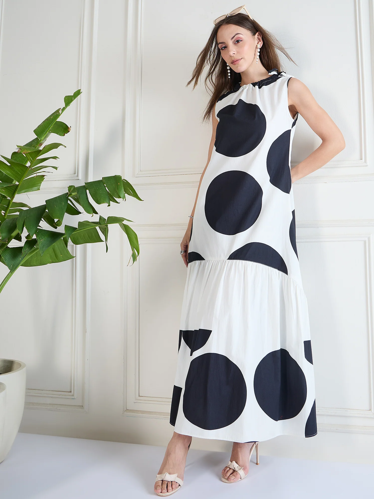 Black and White Polka-Dot Maxi Dress - Image 5