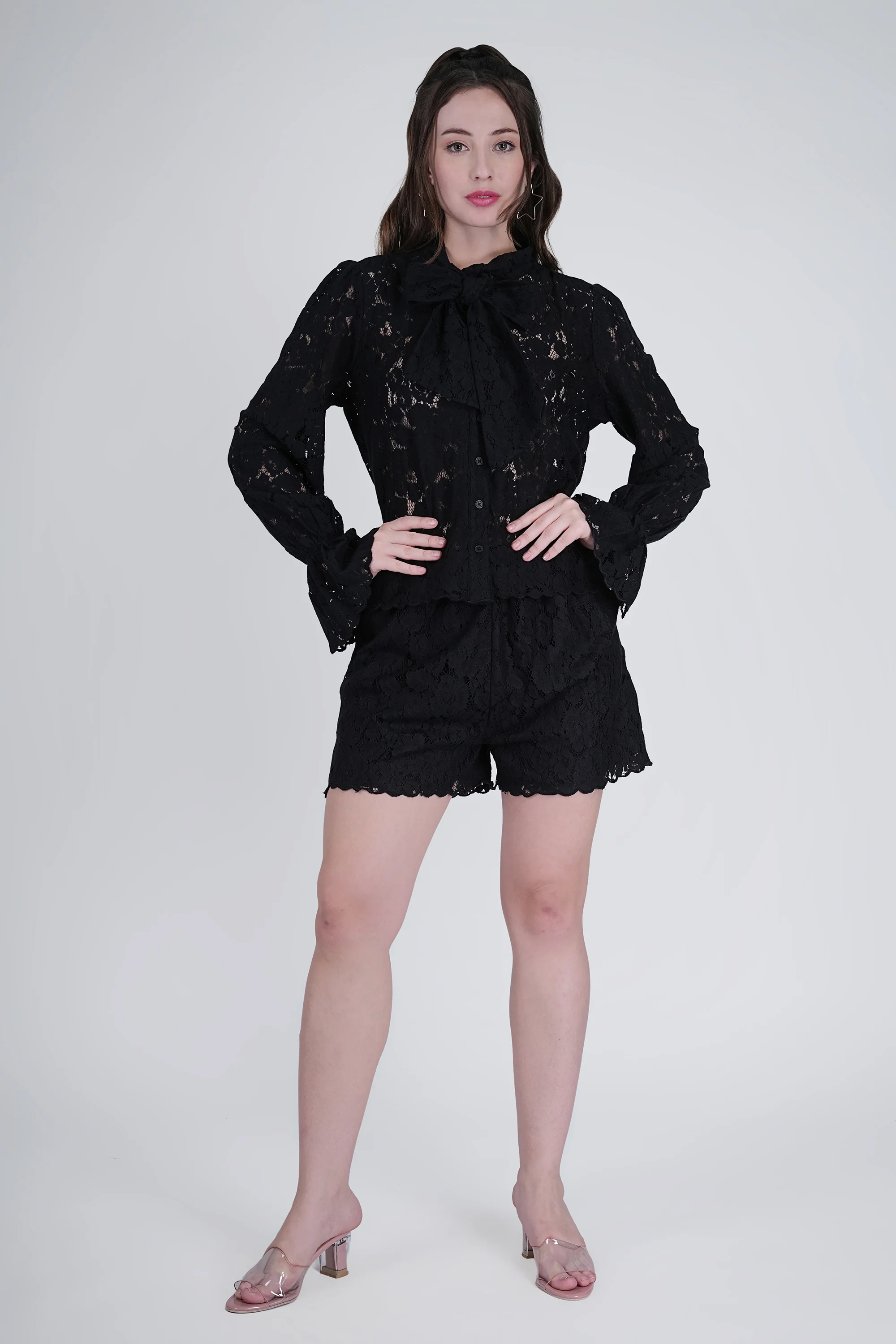 Black Floral Lace Cordset - Elegant & Comfortable - Image 2