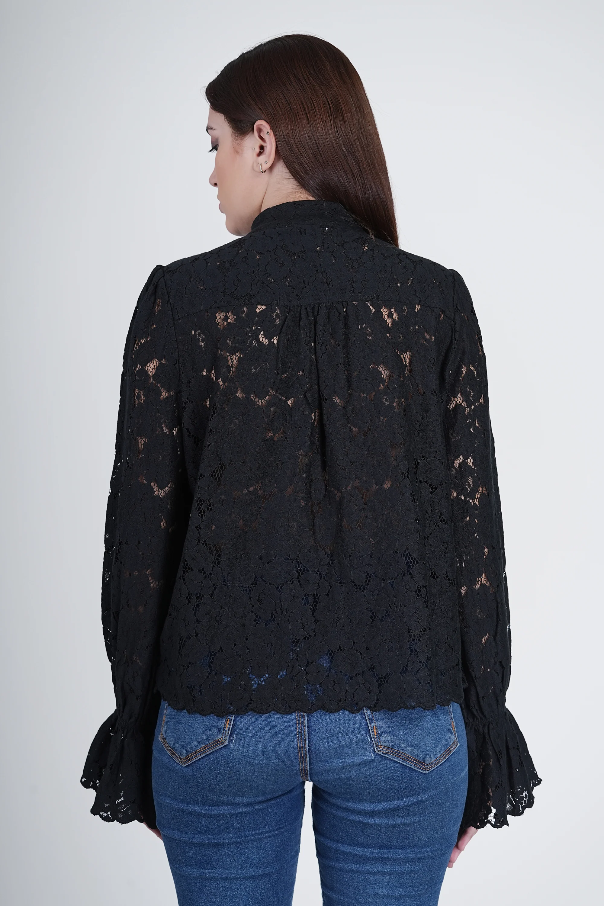 Black Floral Lace Shirt | Casual, Party, & Office Wear - Image 4