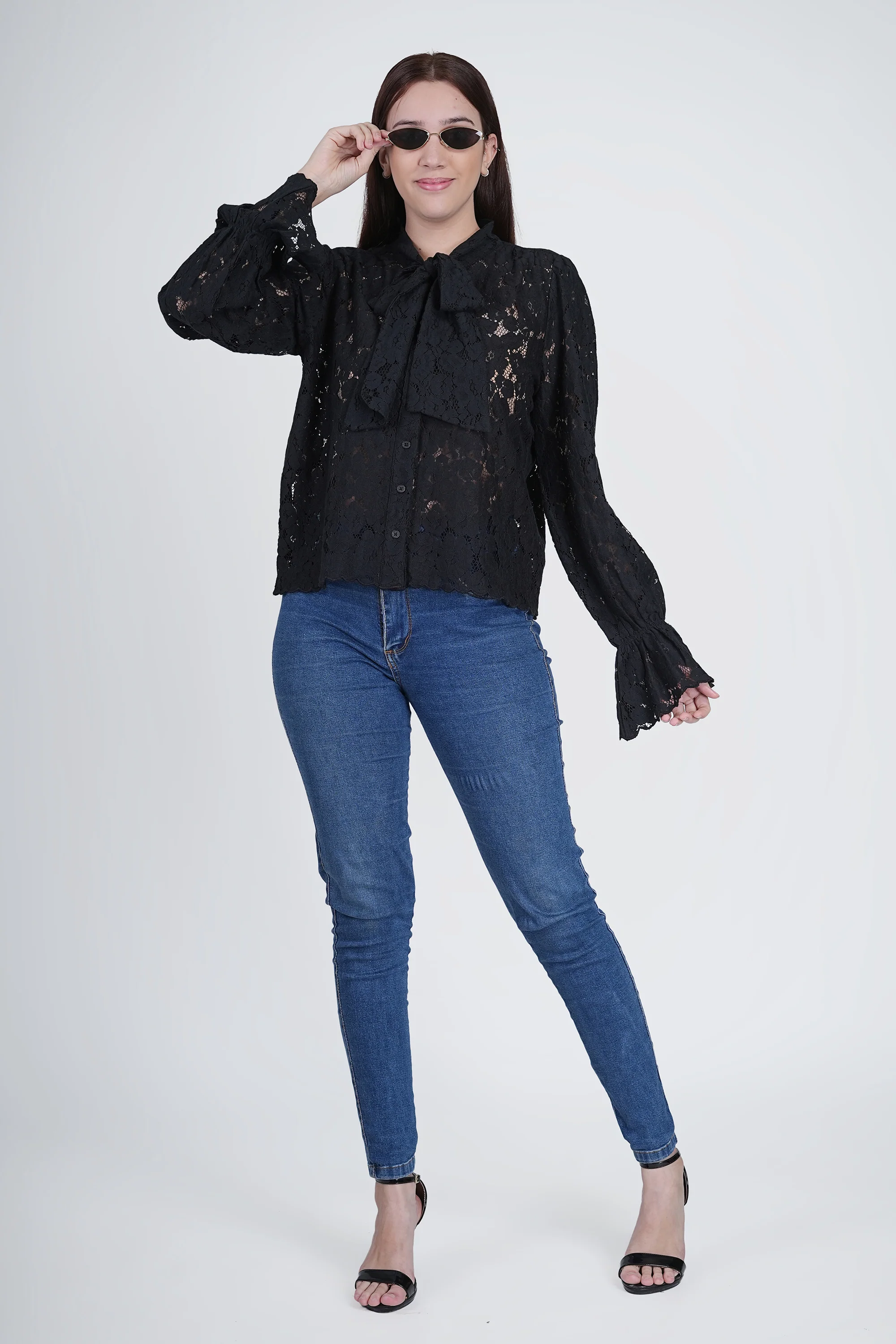 Black Floral Lace Shirt | Casual, Party, & Office Wear - Image 5