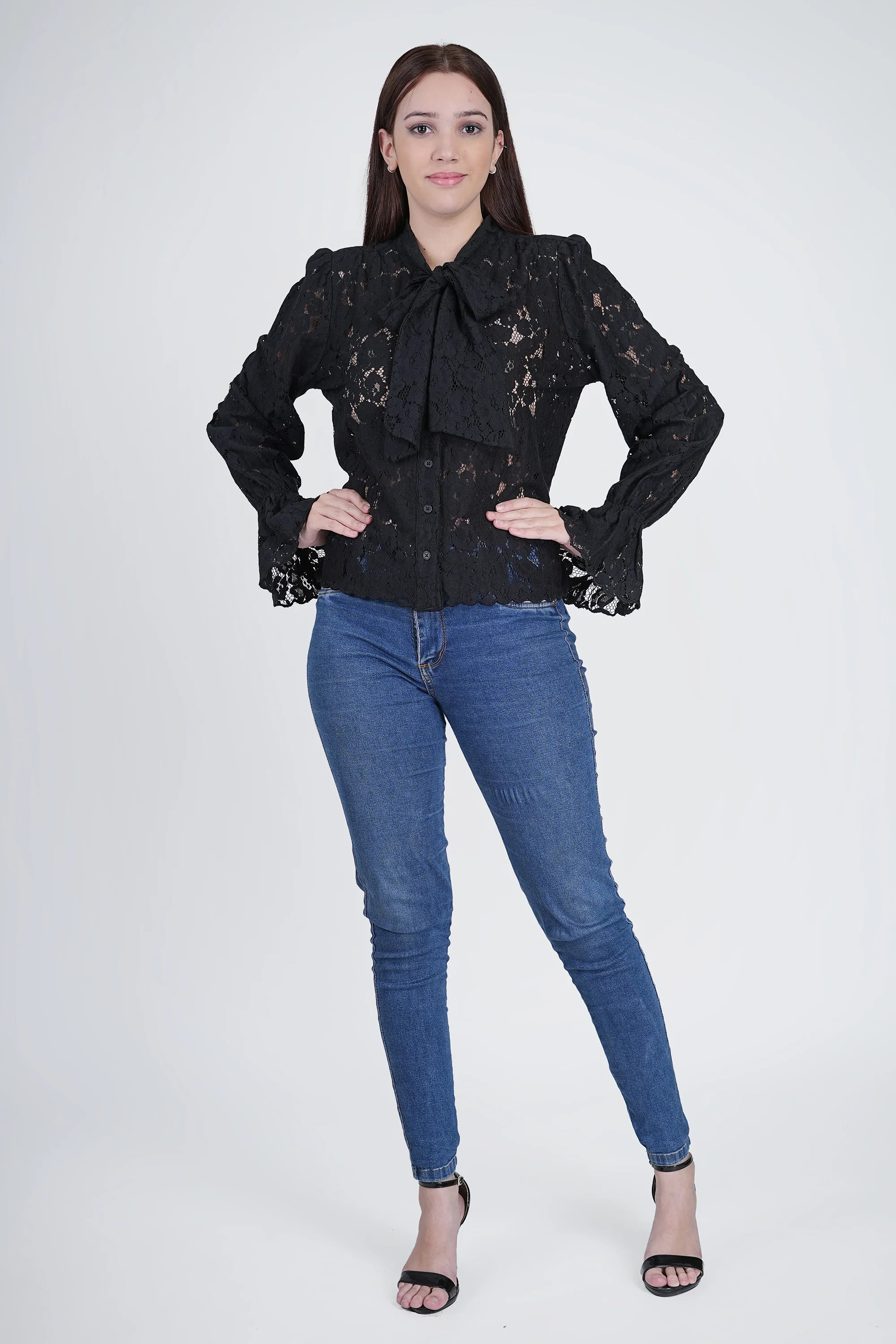 Black Floral Lace Shirt | Casual, Party, & Office Wear - Image 6