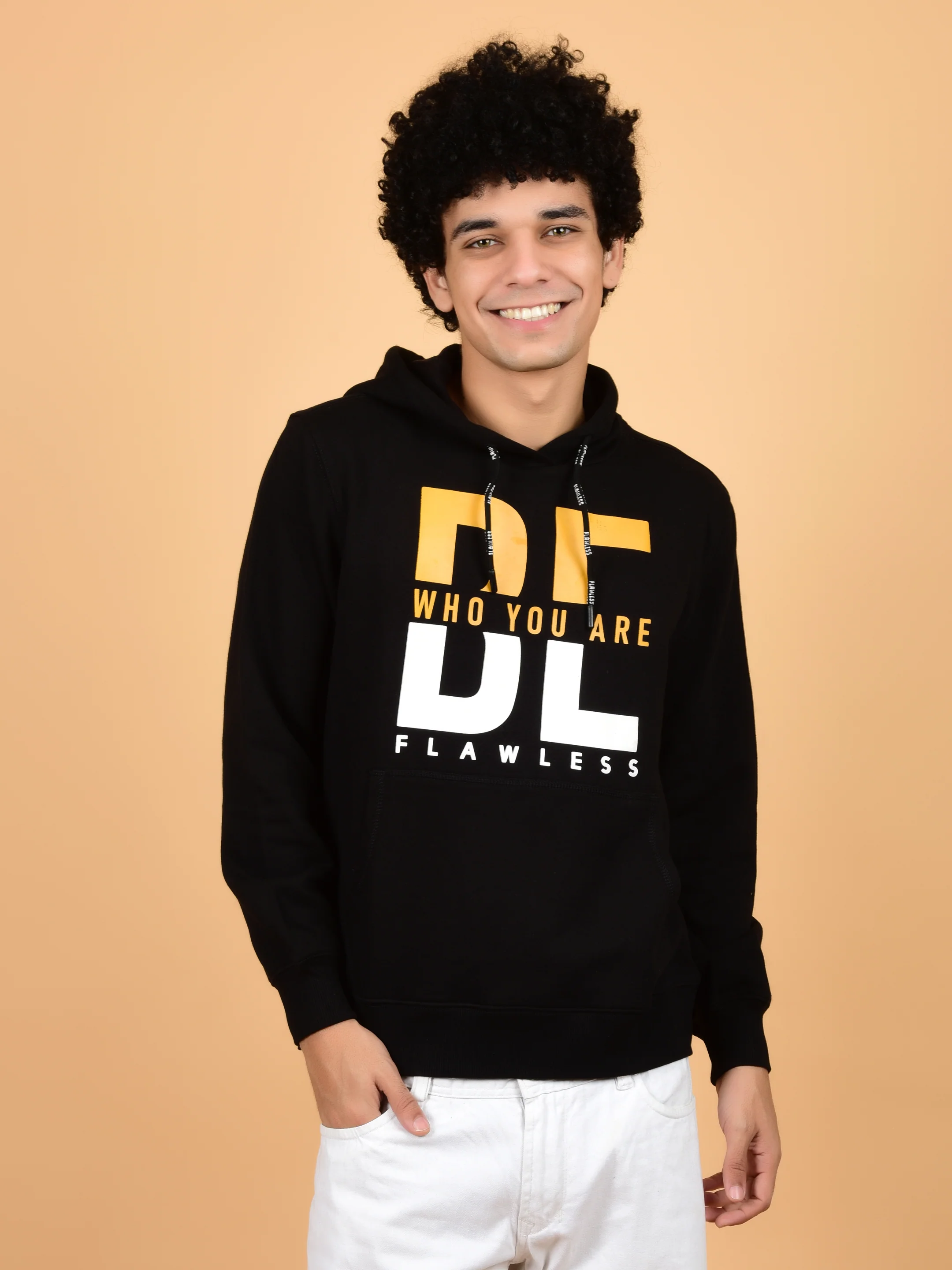 Flawless Letest Men Black Printed Hoodie - Image 3