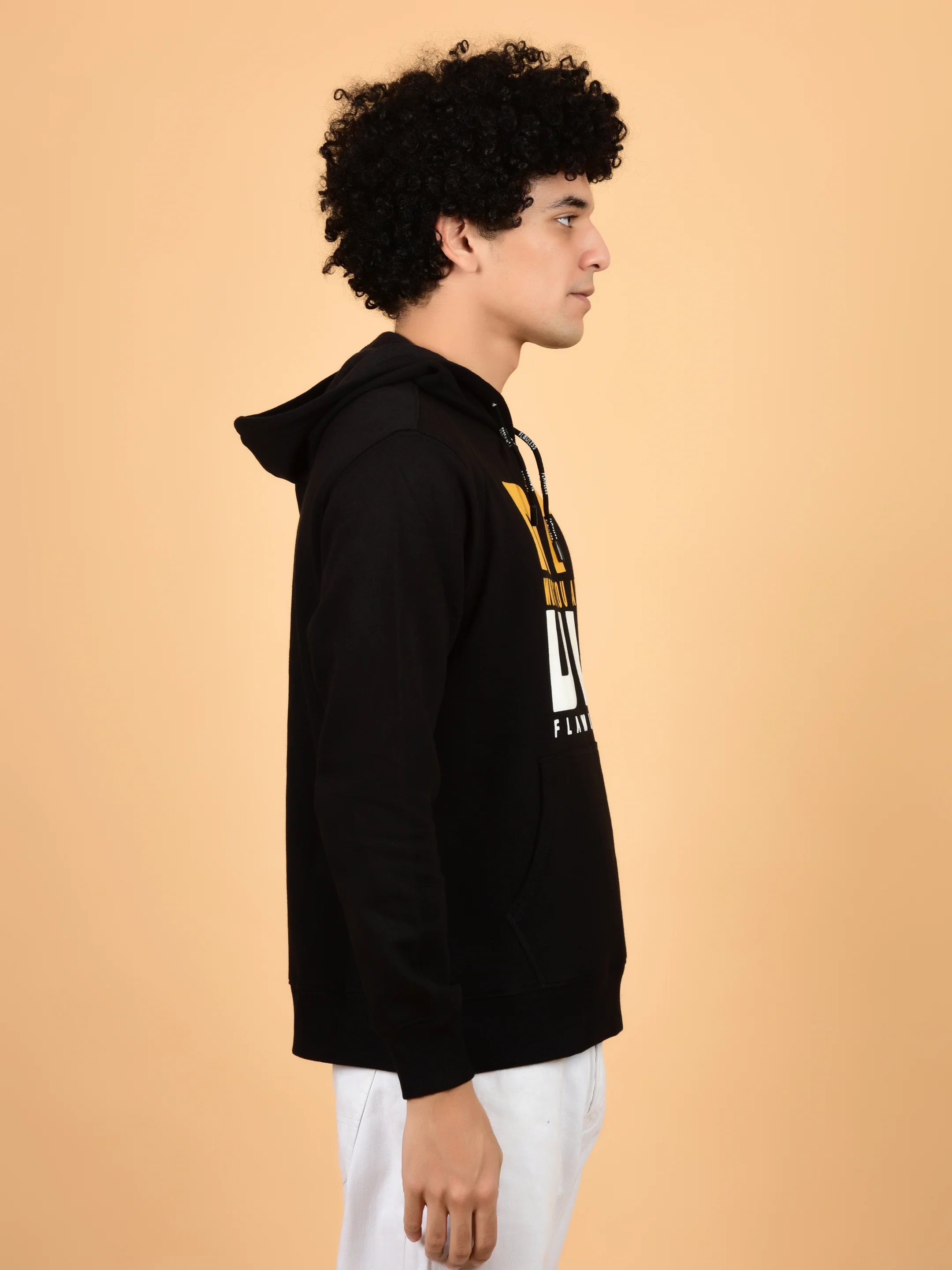 Flawless Letest Men Black Printed Hoodie - Image 4