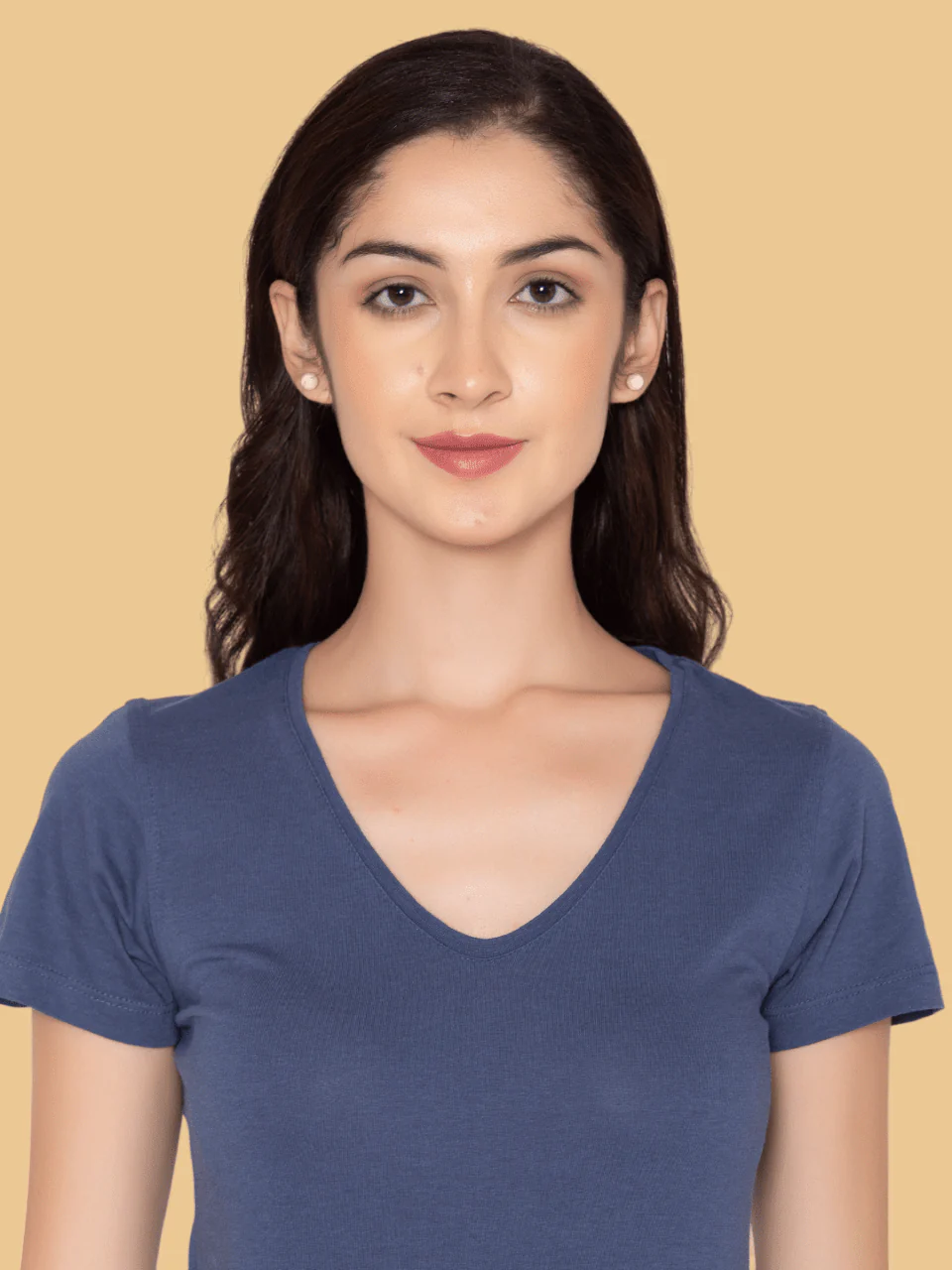 Flawless Women Solid Blue Cotton T-Shirt - Image 3