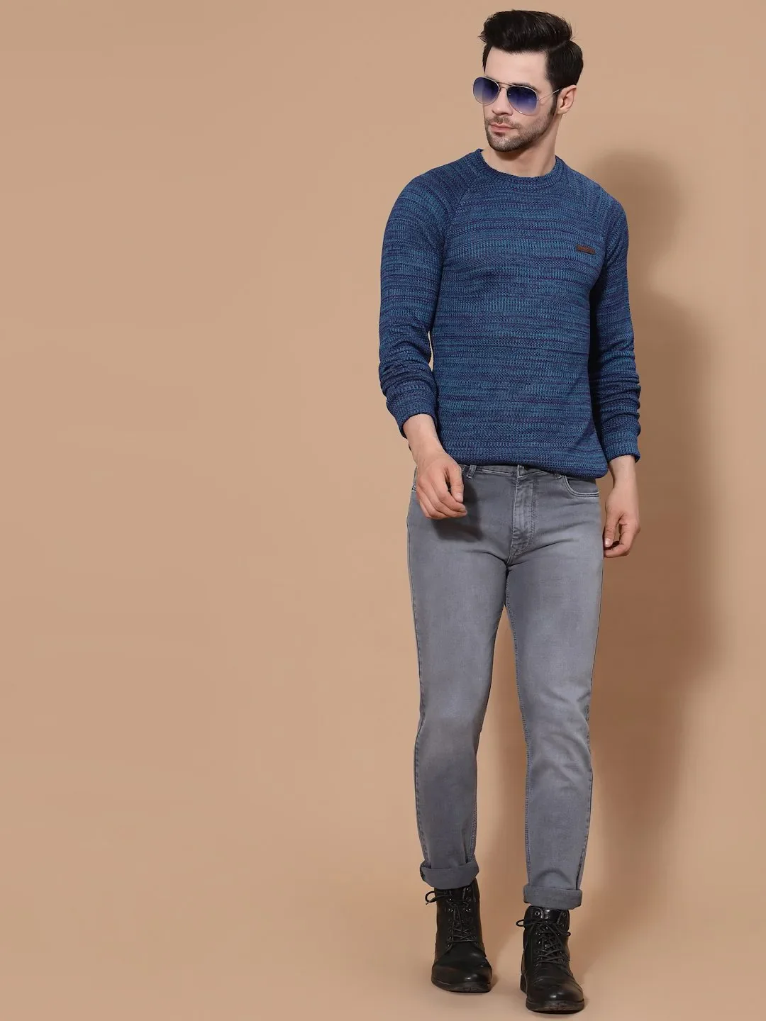 Flawless Mens's Blue Knitted Sweater - Image 6