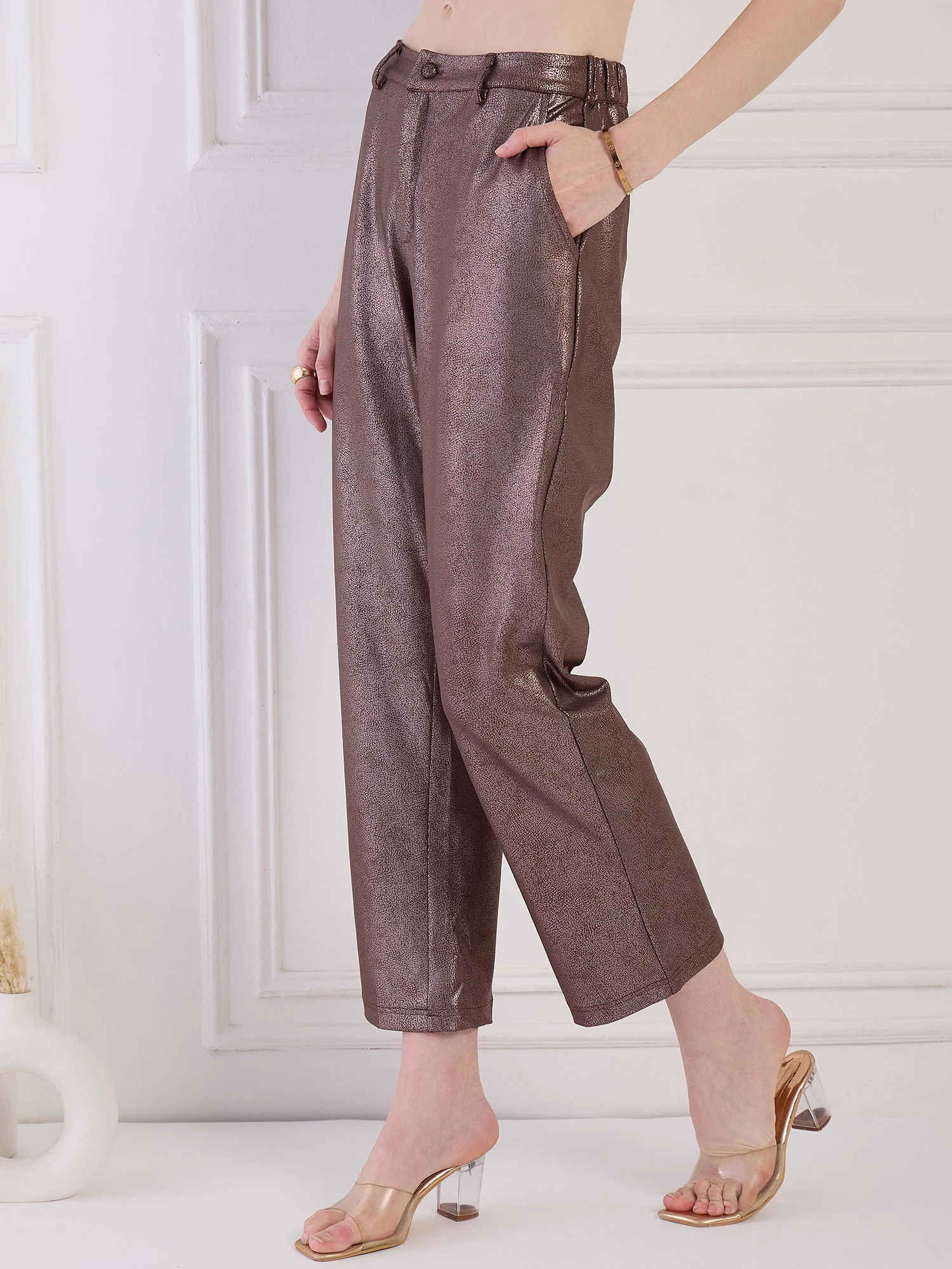 Brown Faux Leather Pant - Image 3