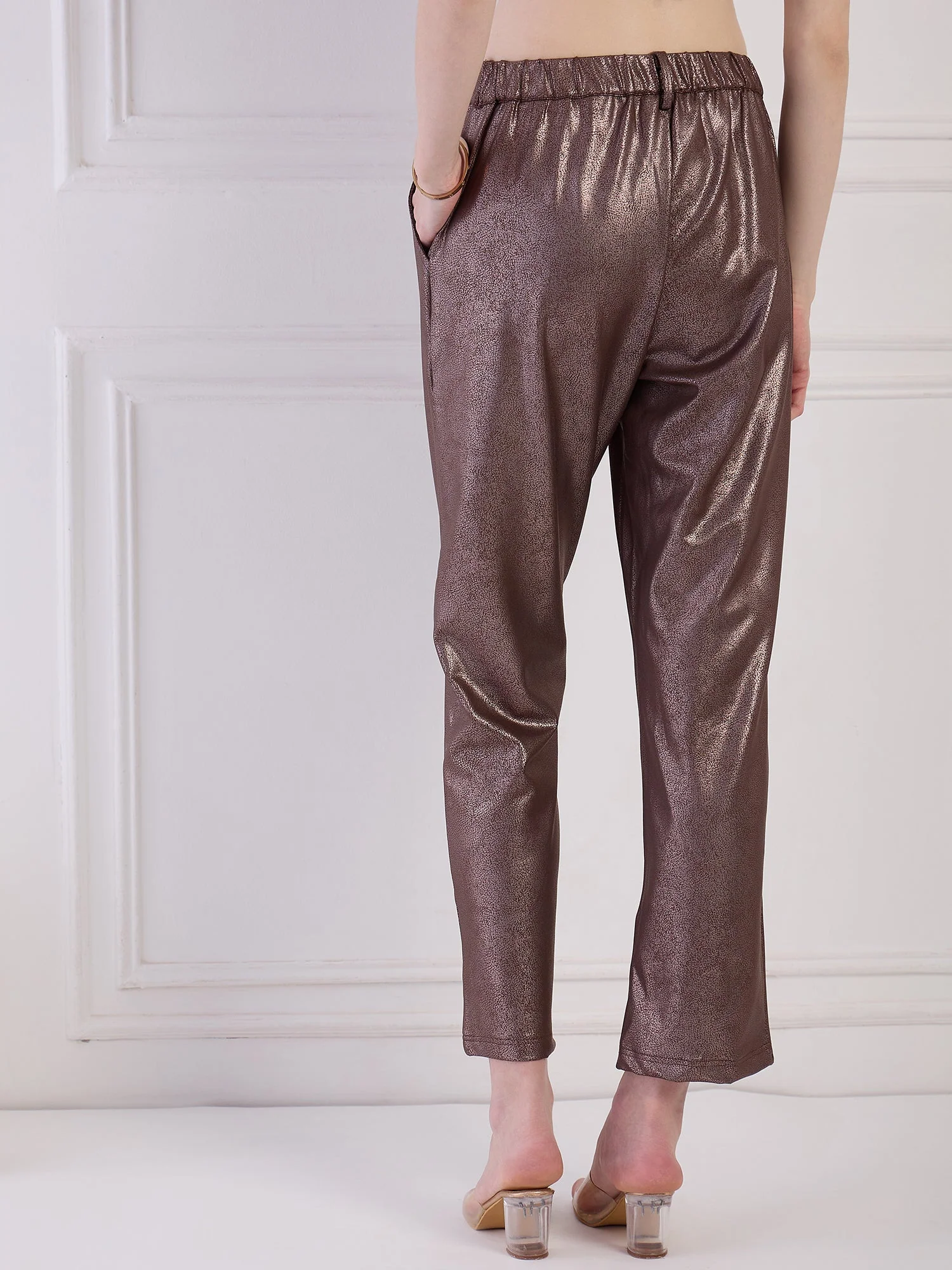 Brown Faux Leather Pant - Image 5