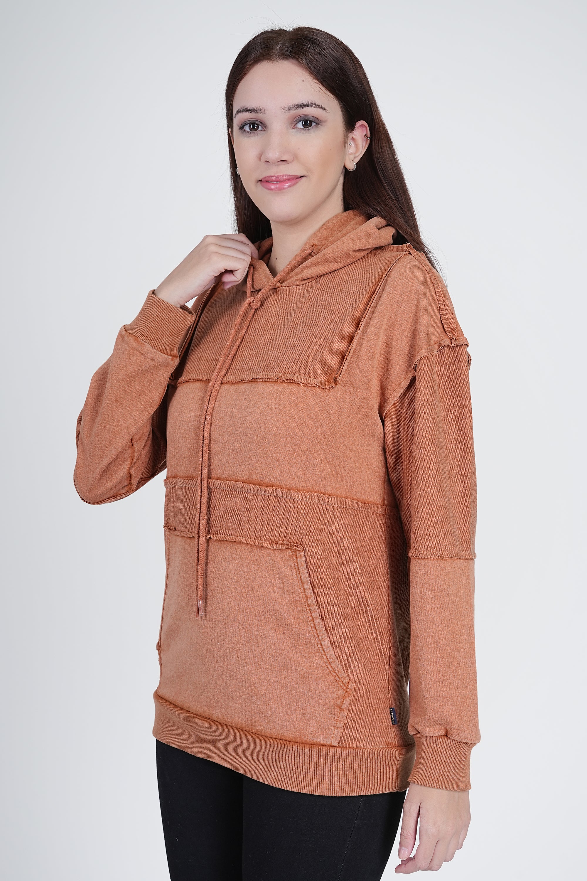Brown Solid Sweatshirt for Women - Image 5