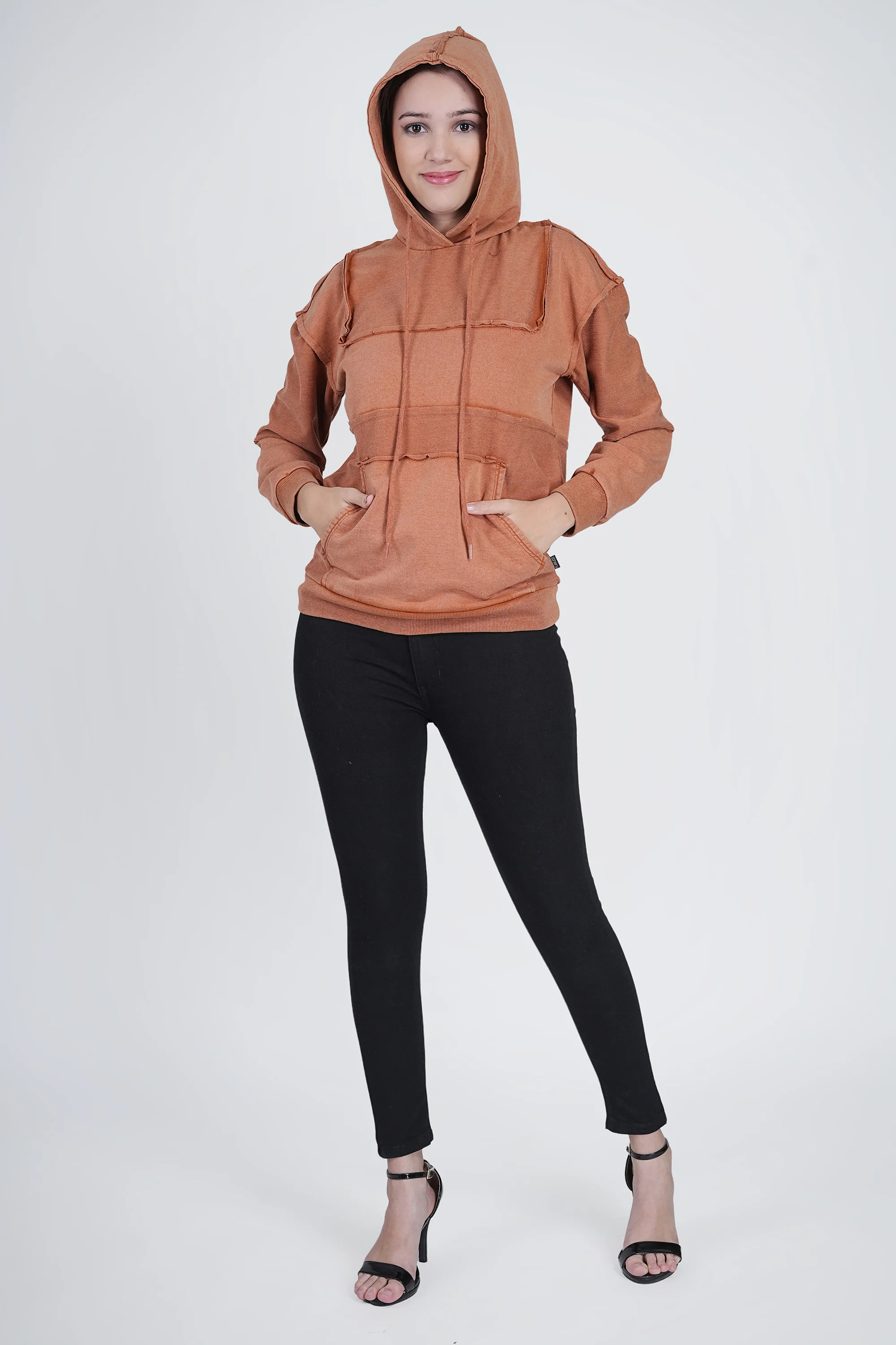 Brown Solid Sweatshirt for Women - Image 6