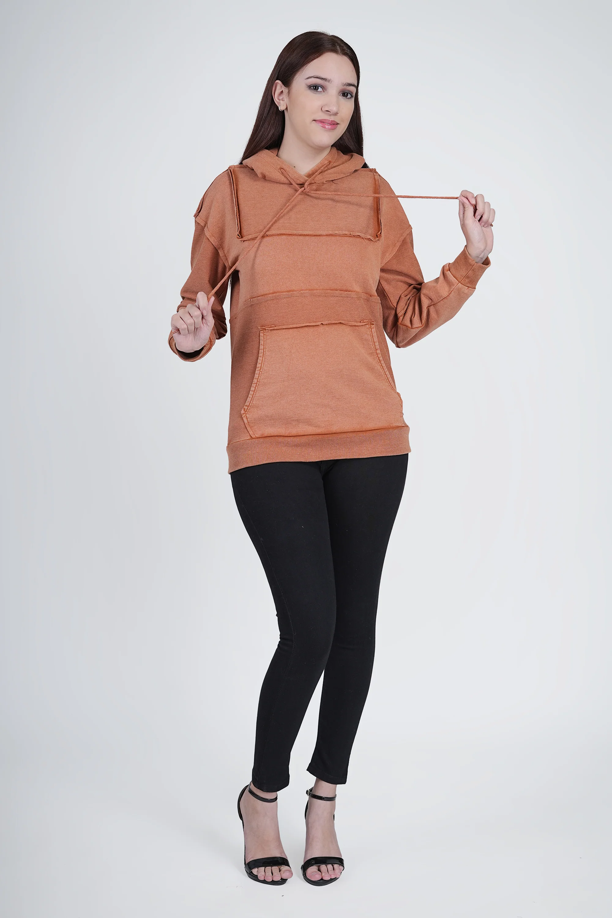 Brown Solid Sweatshirt for Women - Image 7