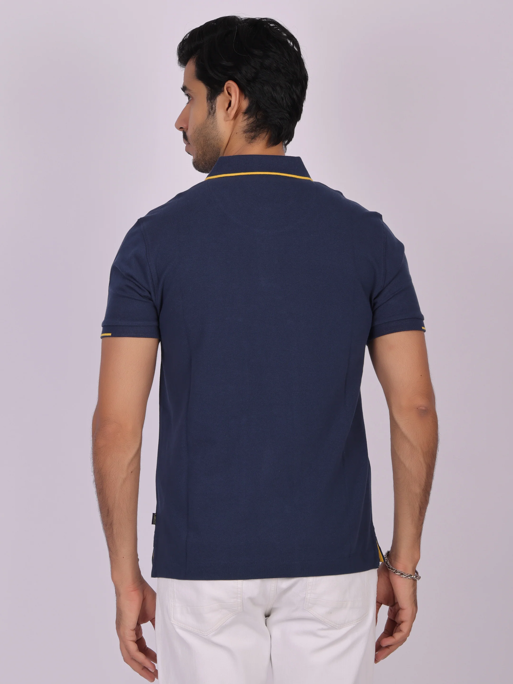 Classic Navy Blue Polo Shirt for Men - 100% Cotton, Regular Fit - Image 5