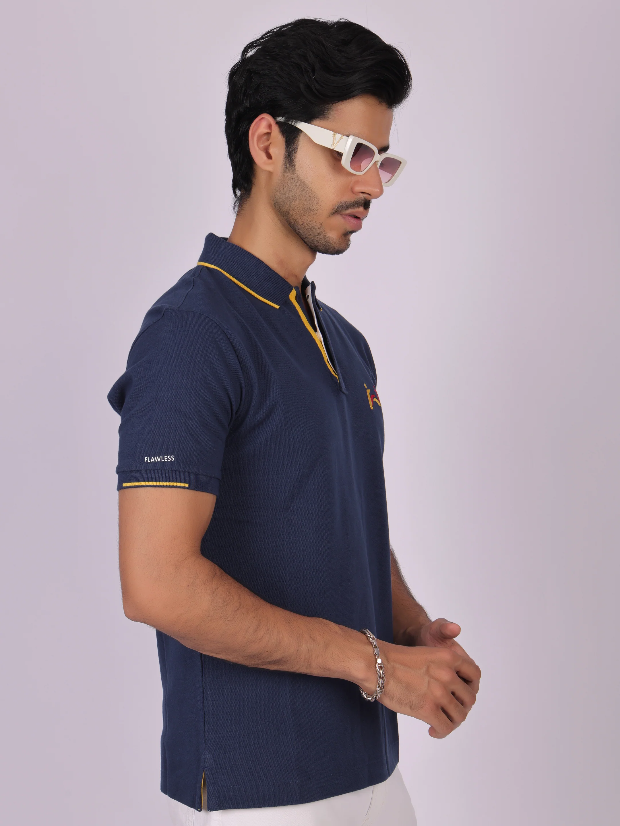 Classic Navy Blue Polo Shirt for Men - 100% Cotton, Regular Fit - Image 6