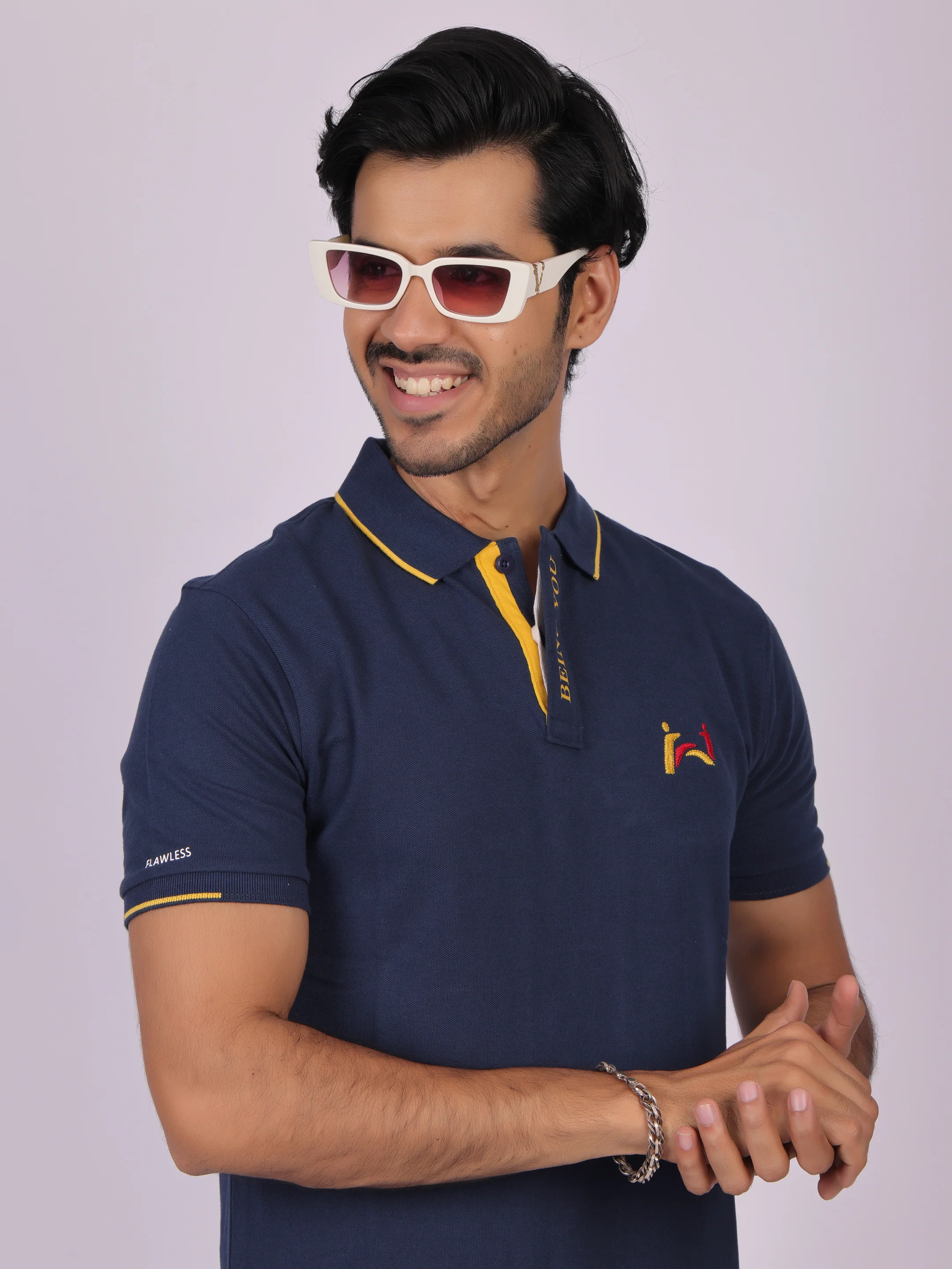 Classic Navy Blue Polo Shirt for Men - 100% Cotton, Regular Fit - Image 7