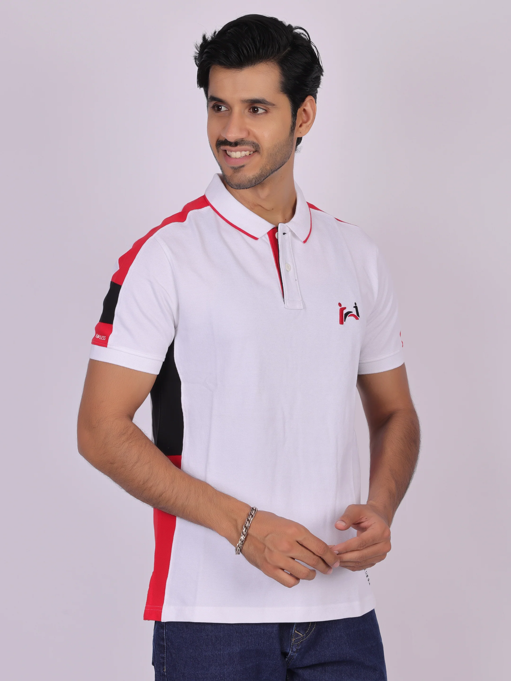 Classic White Cotton Polo T-Shirt for Men - Image 3
