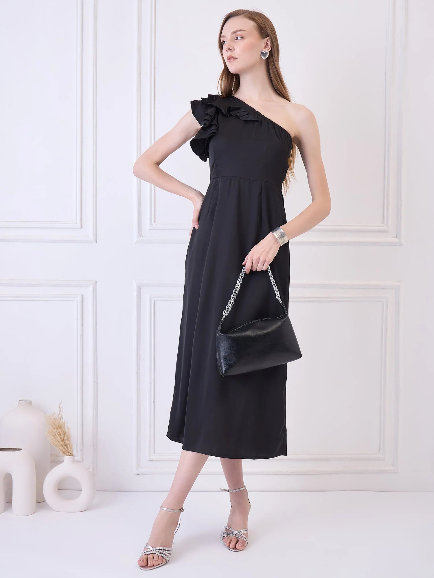 Elegant Black One Shoulder Long Dress | JENNY - Image 5