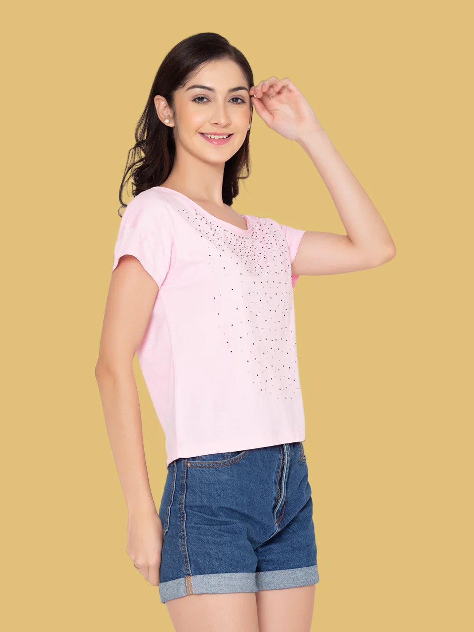Flawless Women Pink Embellished Cotton Top - Image 4