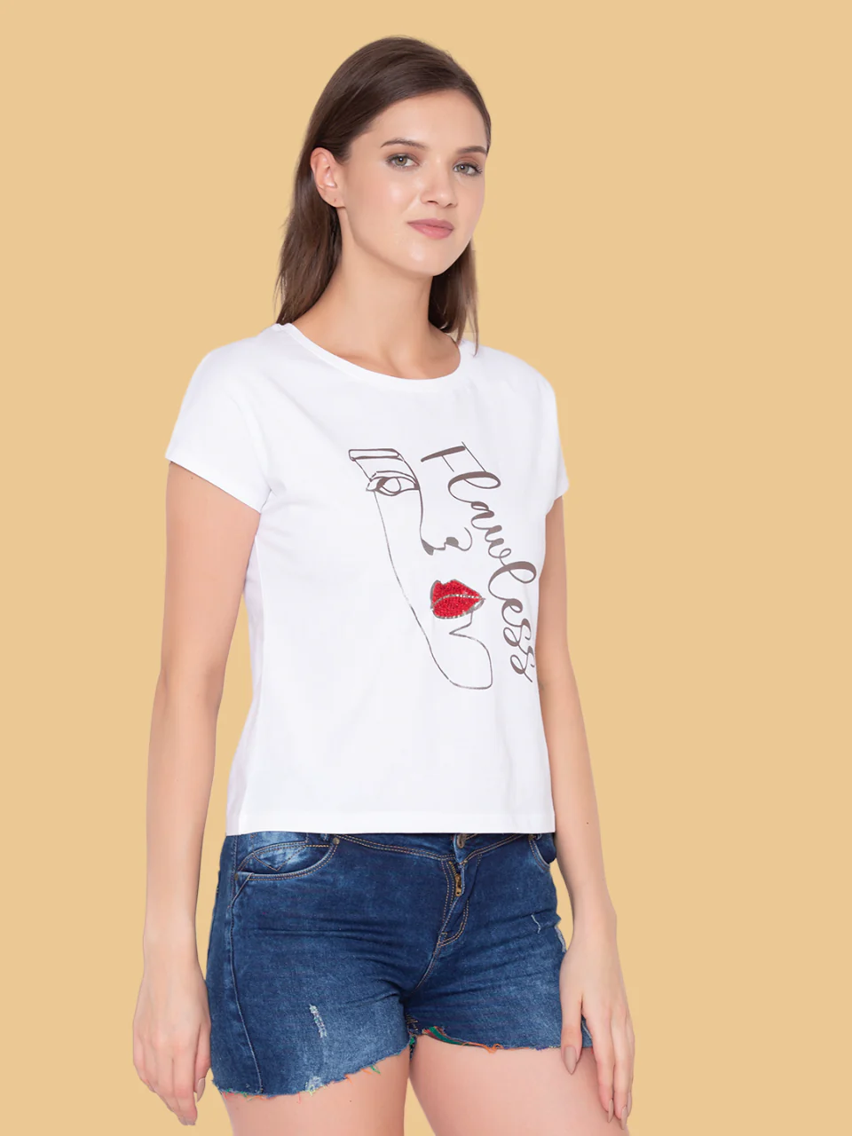 Flawless Women's 100% Cotton  Classic White T-Shirt - Image 4