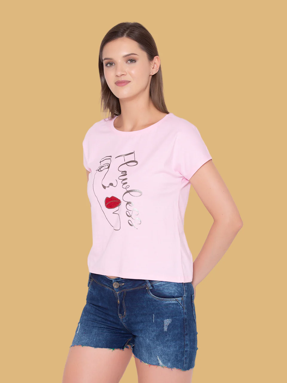 Flawless Women Pink Face Printed T-Shirt - Image 5