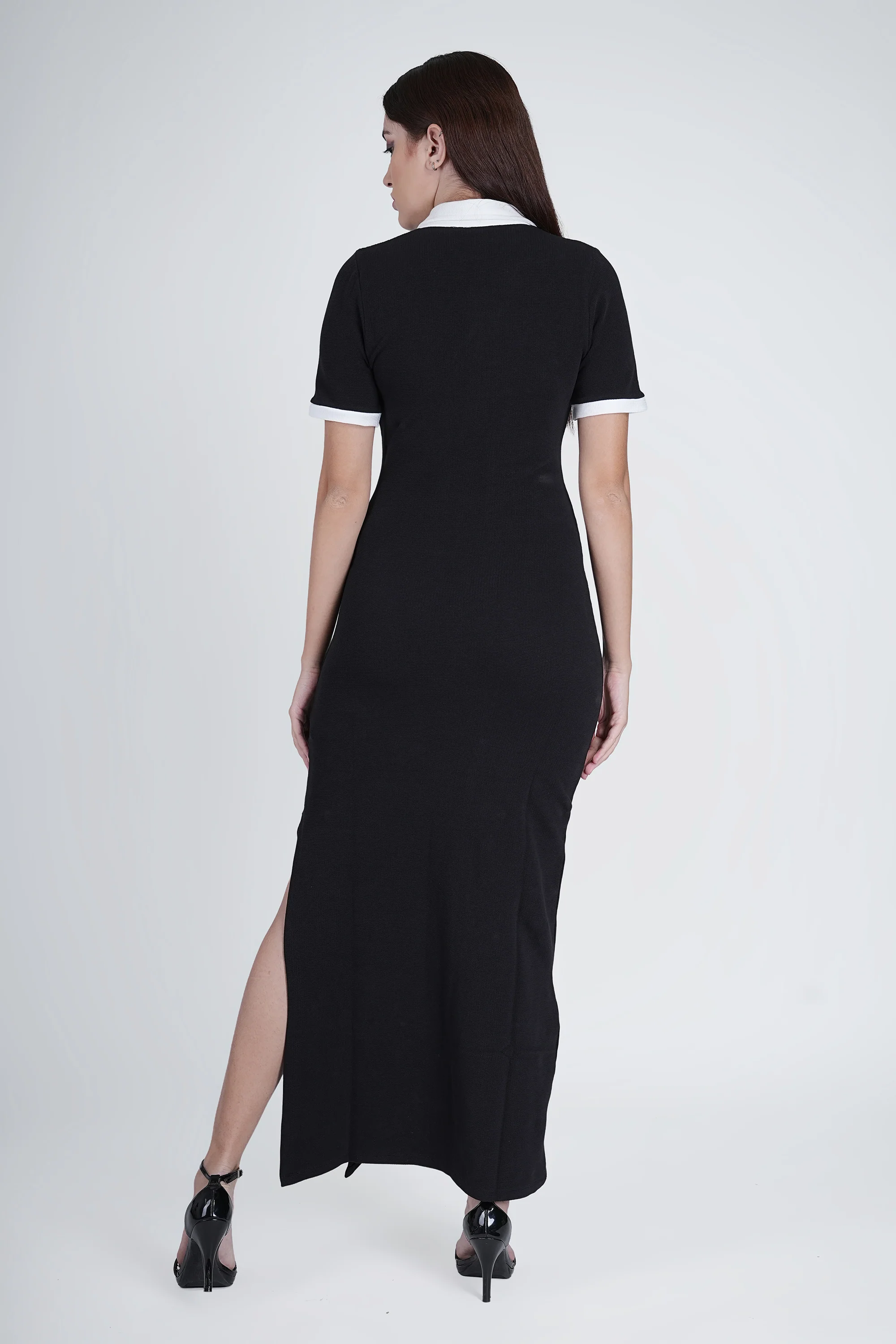 Flawless Black & White waffle Bodycon Dress - Image 5