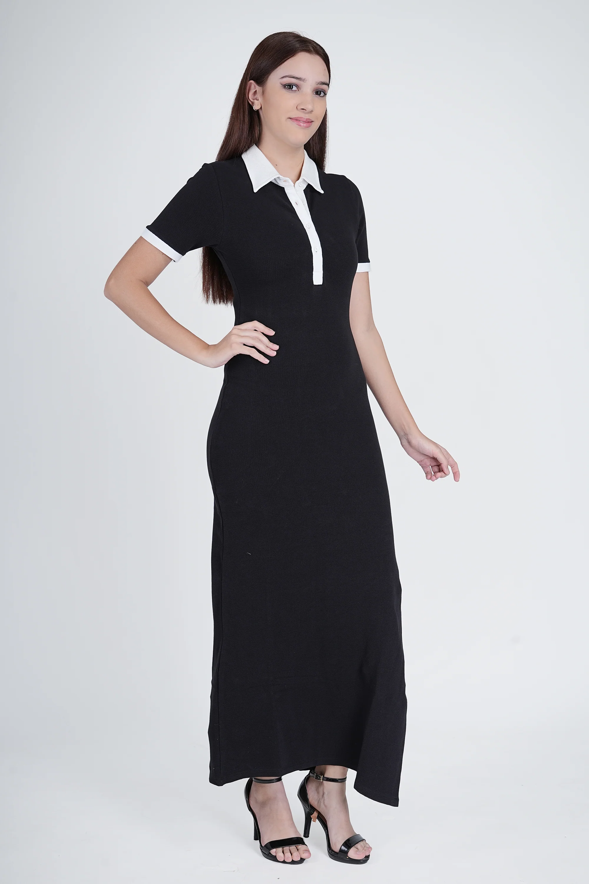Flawless Black & White waffle Bodycon Dress - Image 6