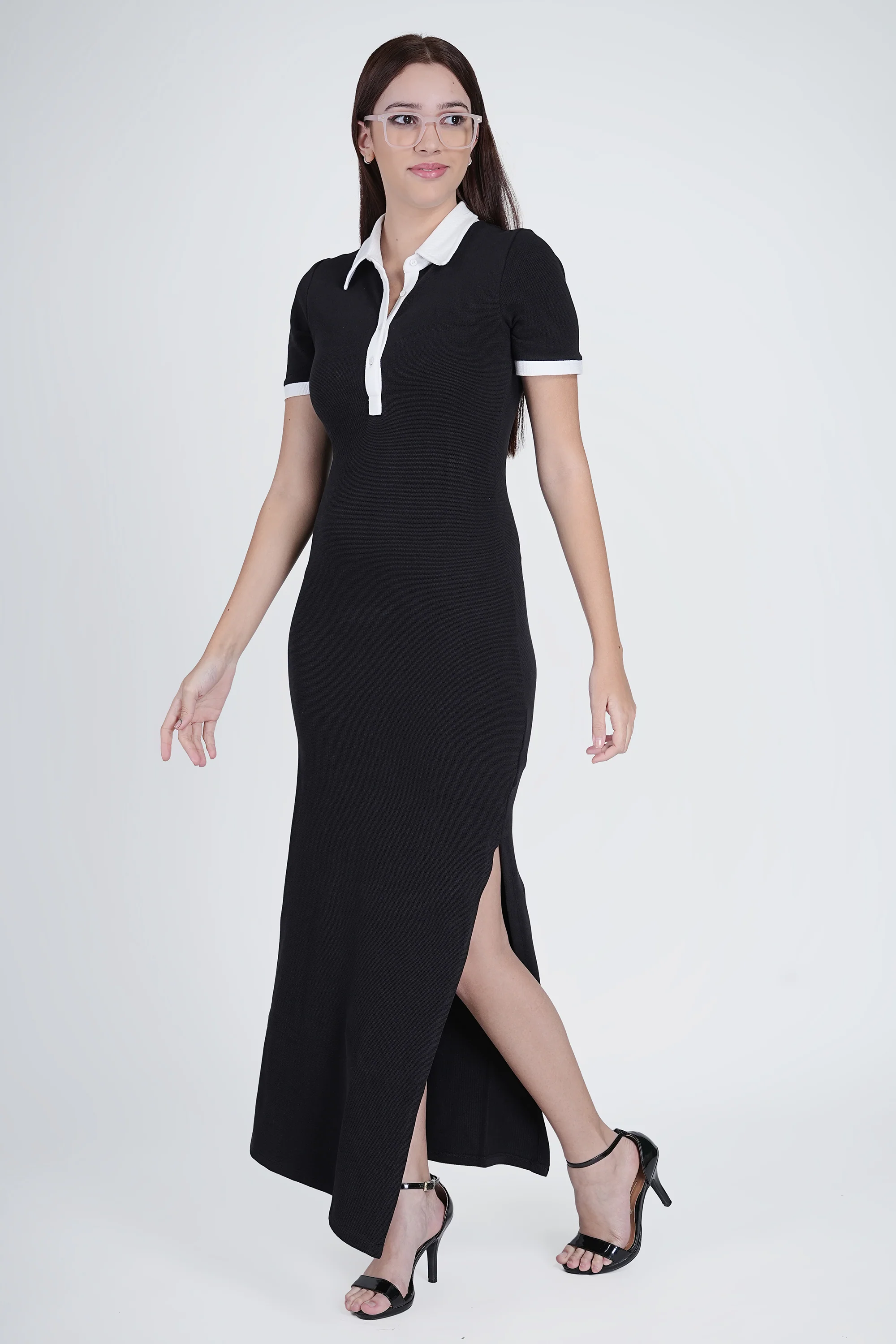 Flawless Black & White waffle Bodycon Dress - Image 7