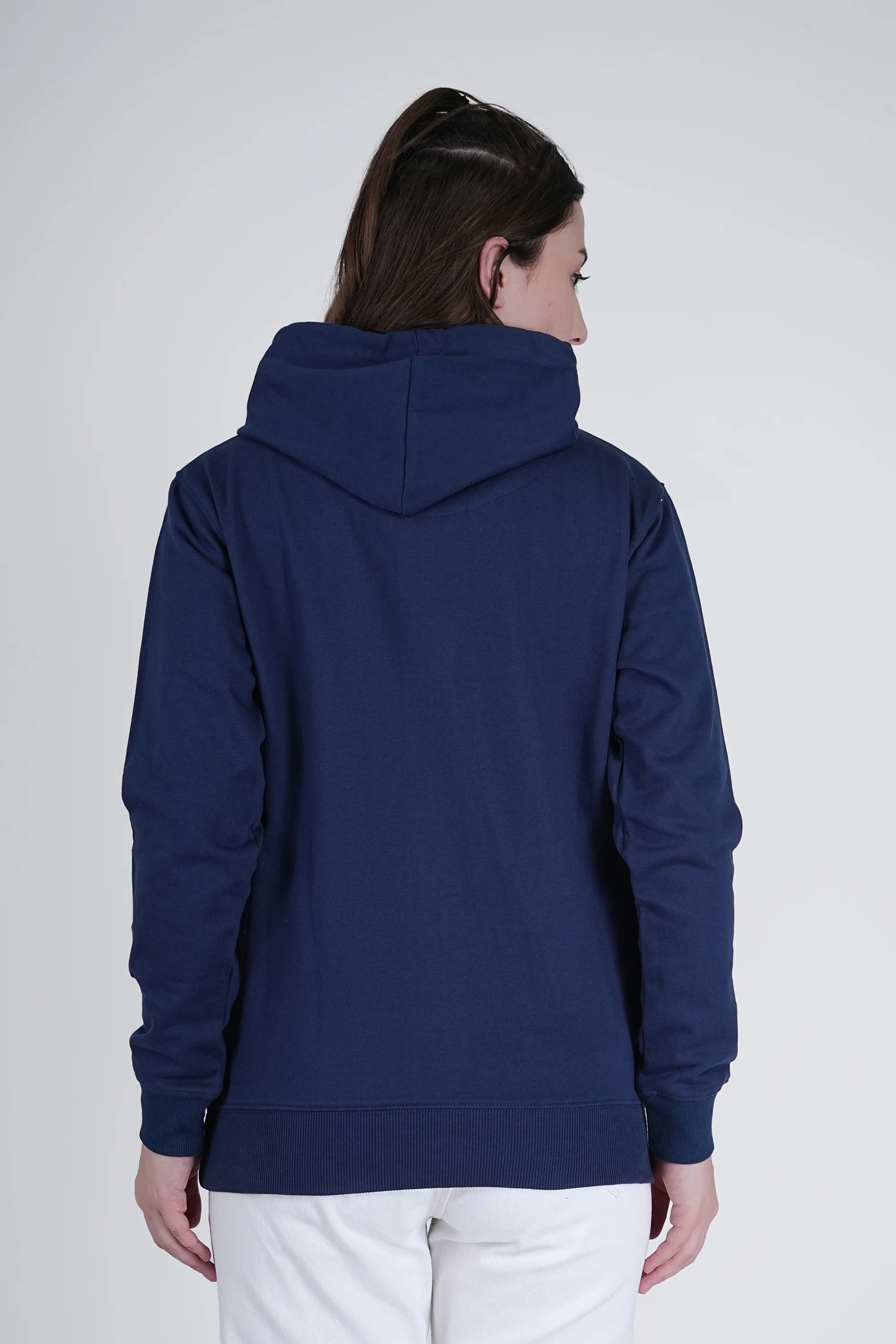Flawless Blue Solid Hoodie for Women - Image 4
