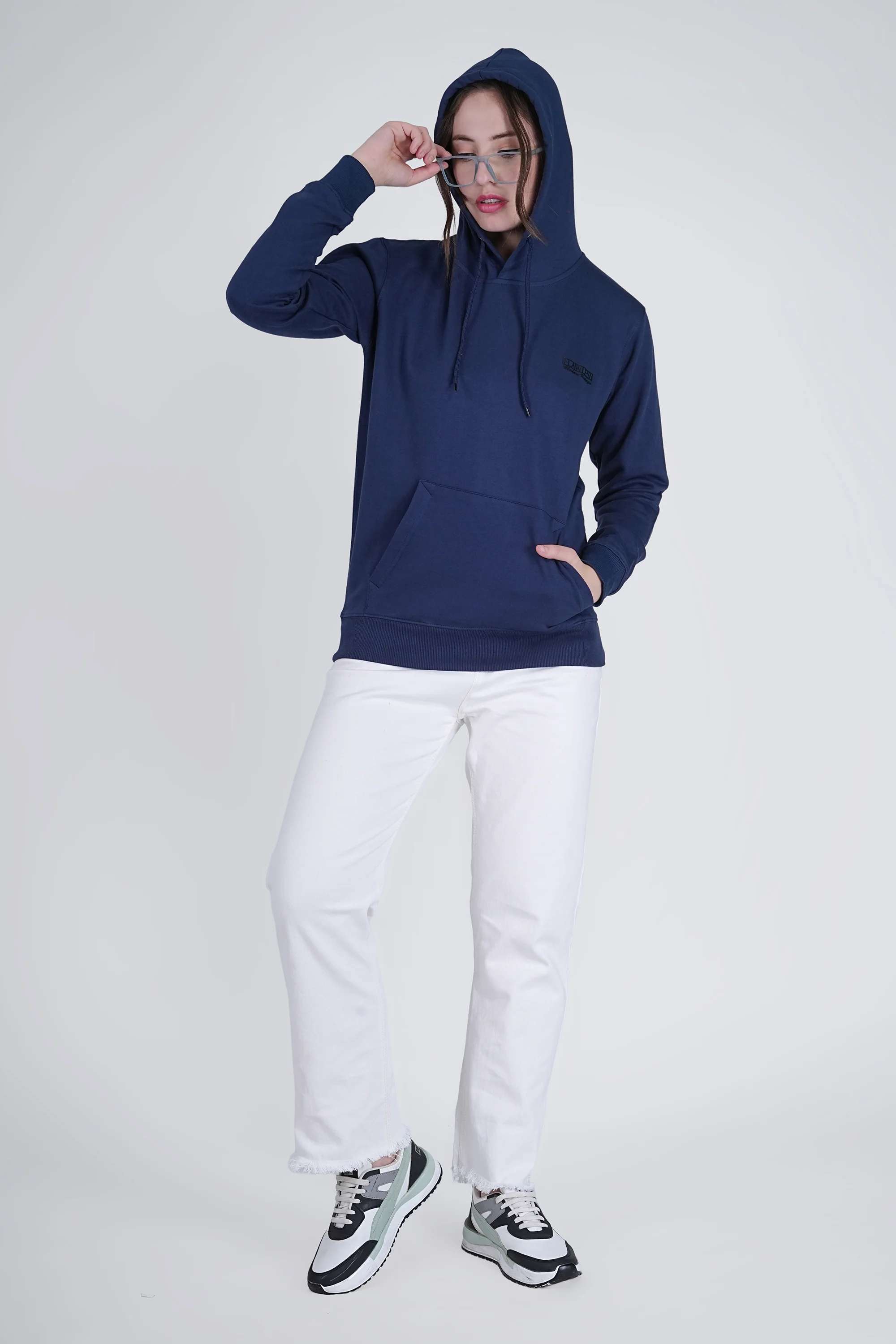 Flawless Blue Solid Hoodie for Women - Image 6