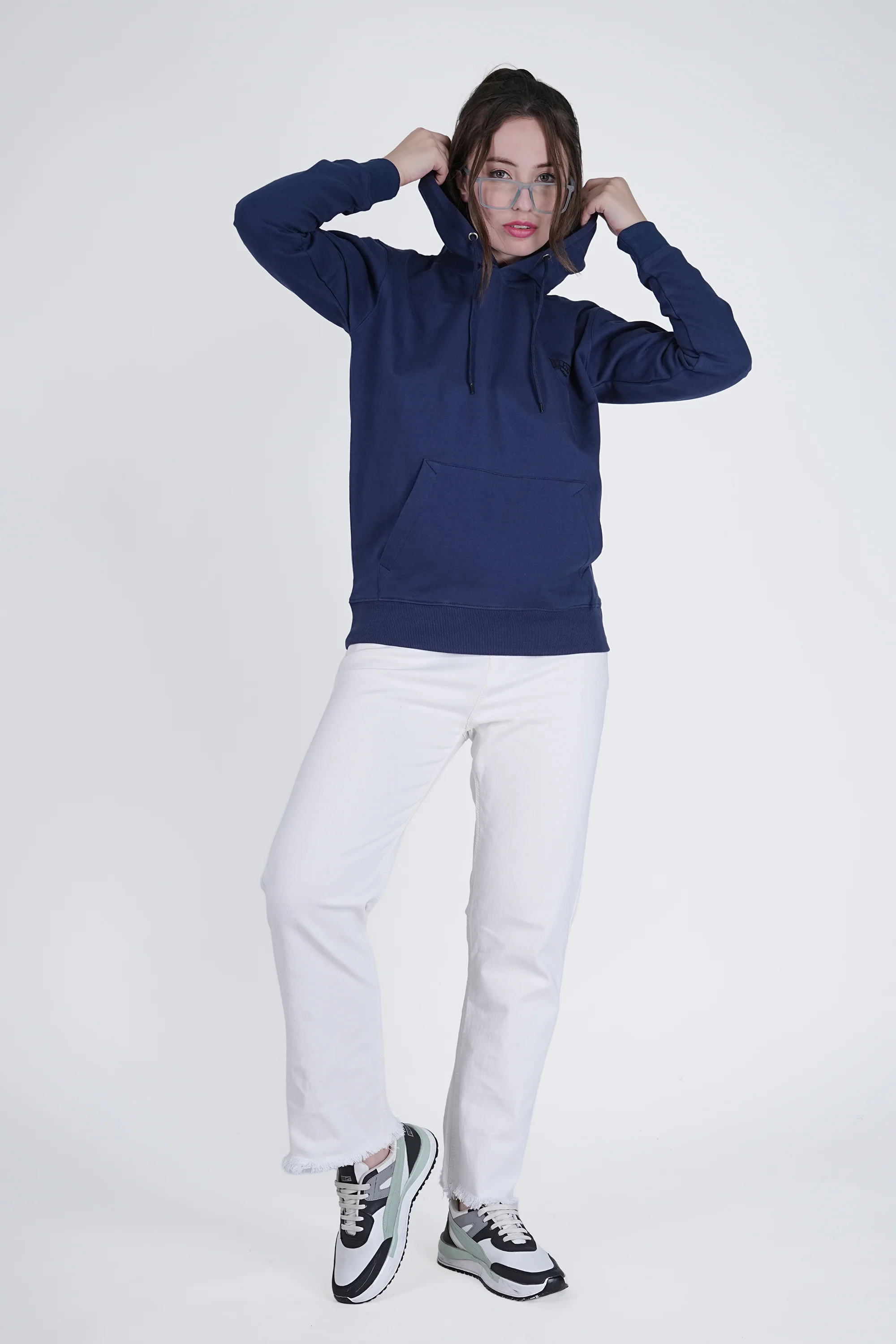 Flawless Blue Solid Hoodie for Women - Image 7