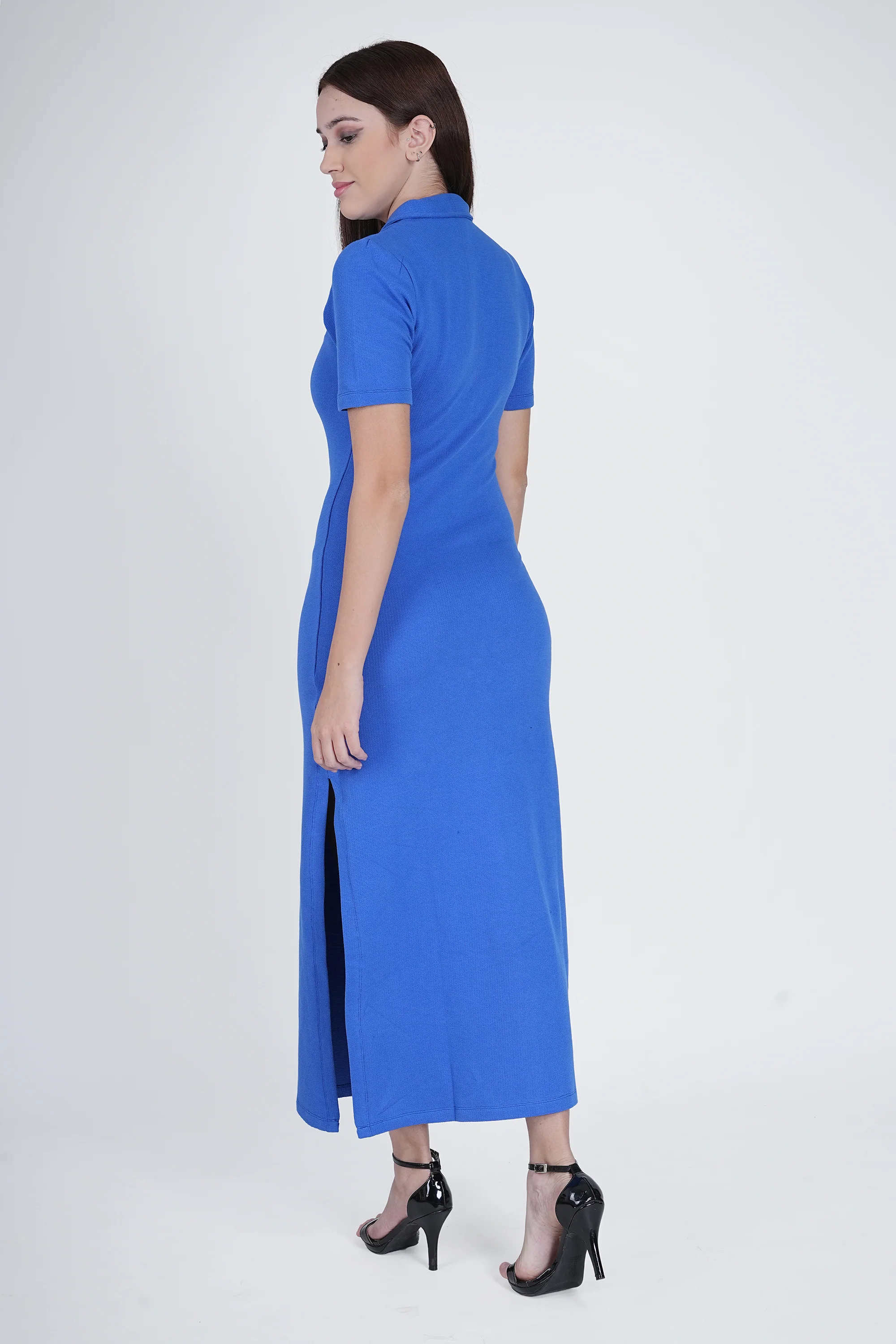 Flawless Blue waffle Bodycon Dress - Image 4