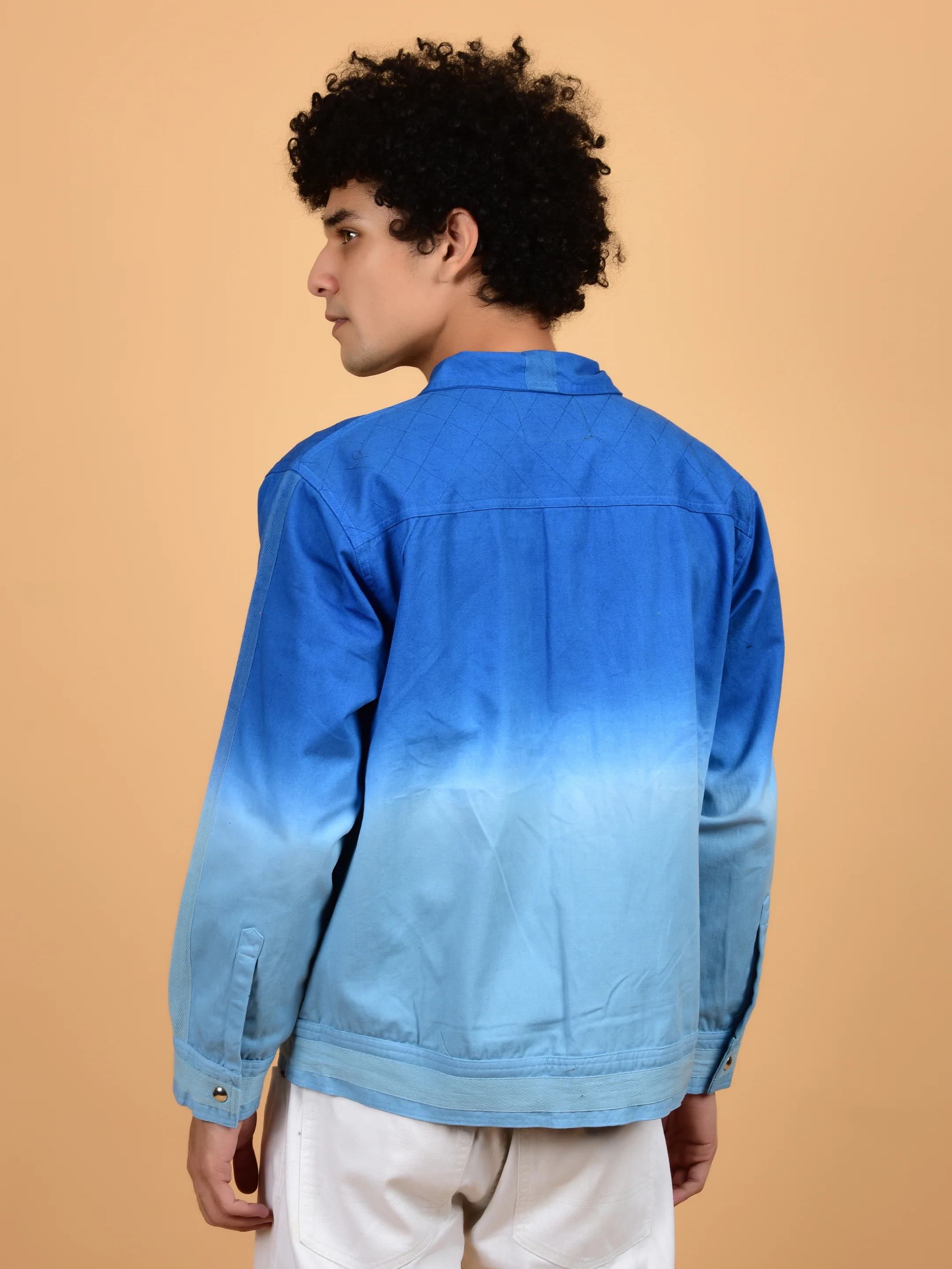 Flawless Blue & White Cotton Jacket for Men - Image 3