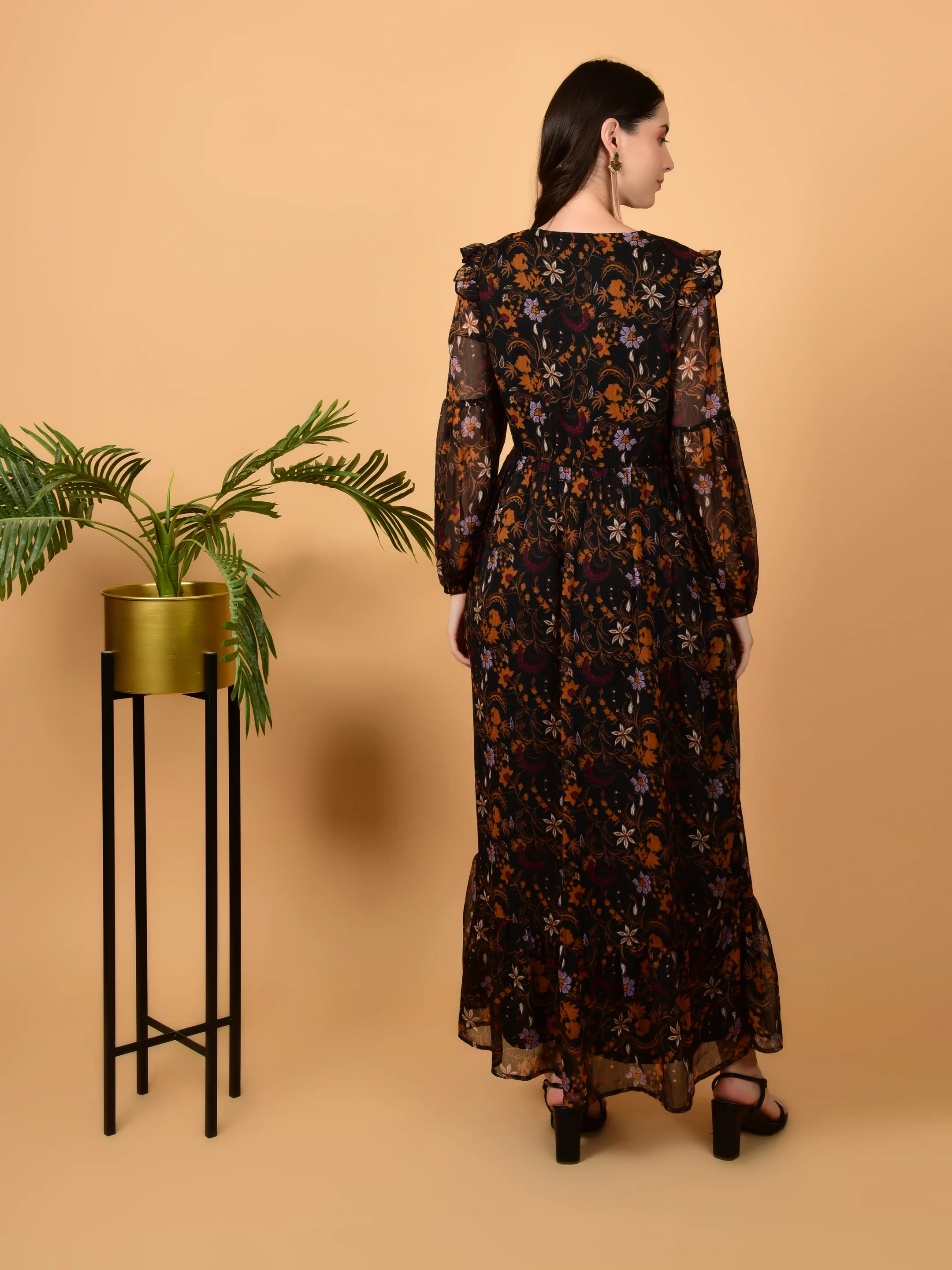 Flawless Fit And Flare Brown Dress For Women | PIPPA - Image 5