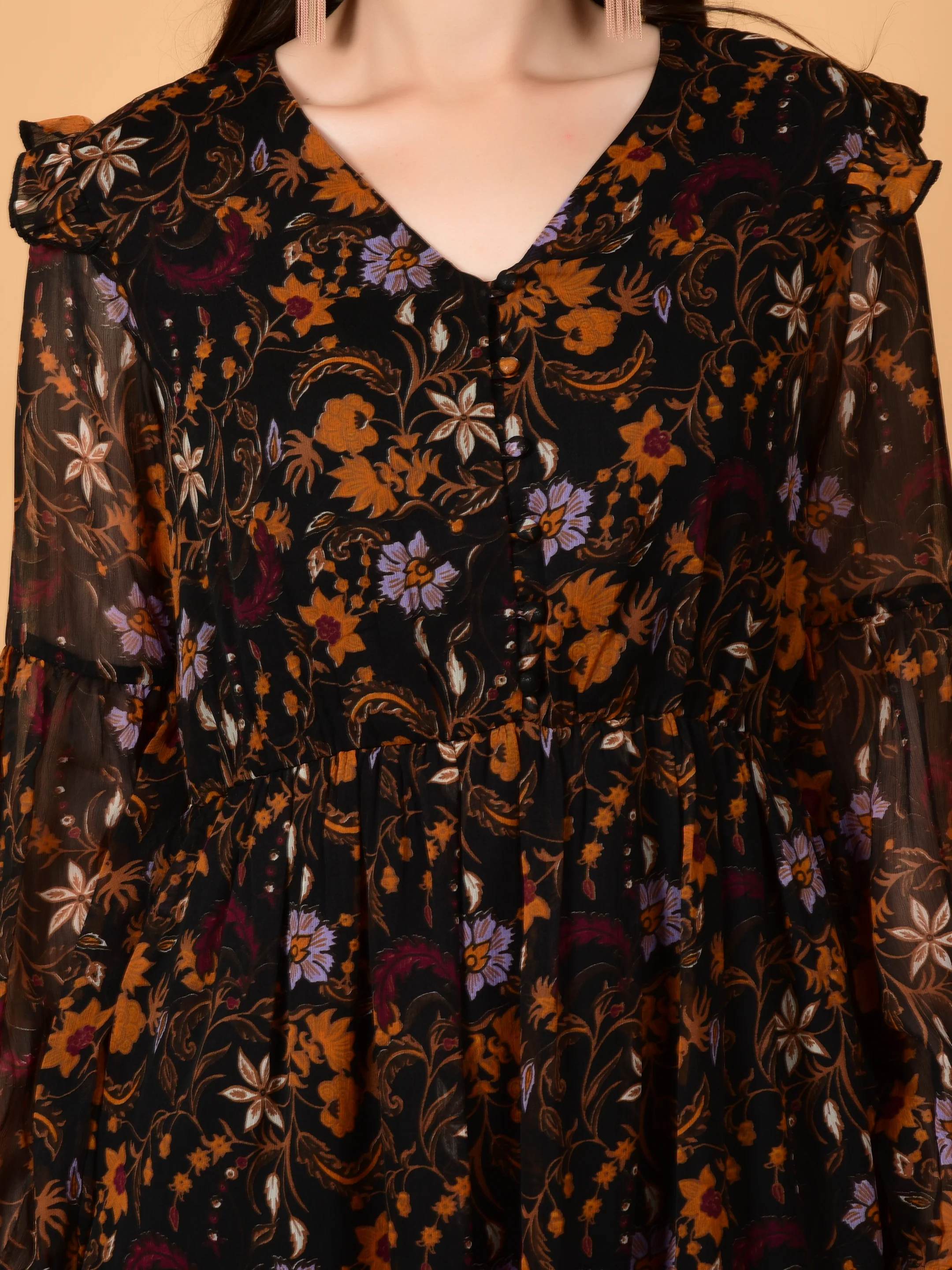 Flawless Fit And Flare Brown Dress For Women | PIPPA - Image 6