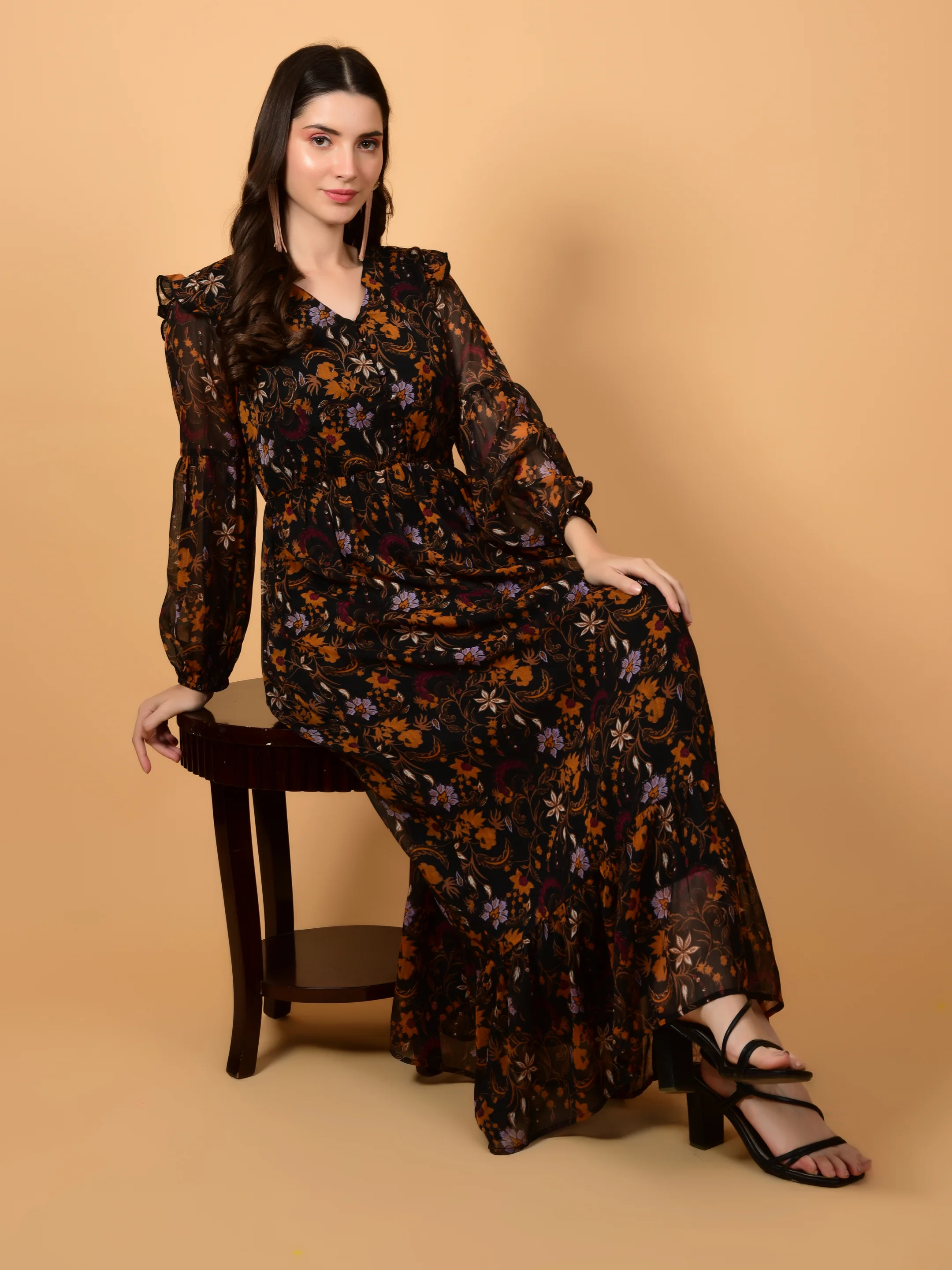 Flawless Fit And Flare Brown Dress For Women | PIPPA - Image 7