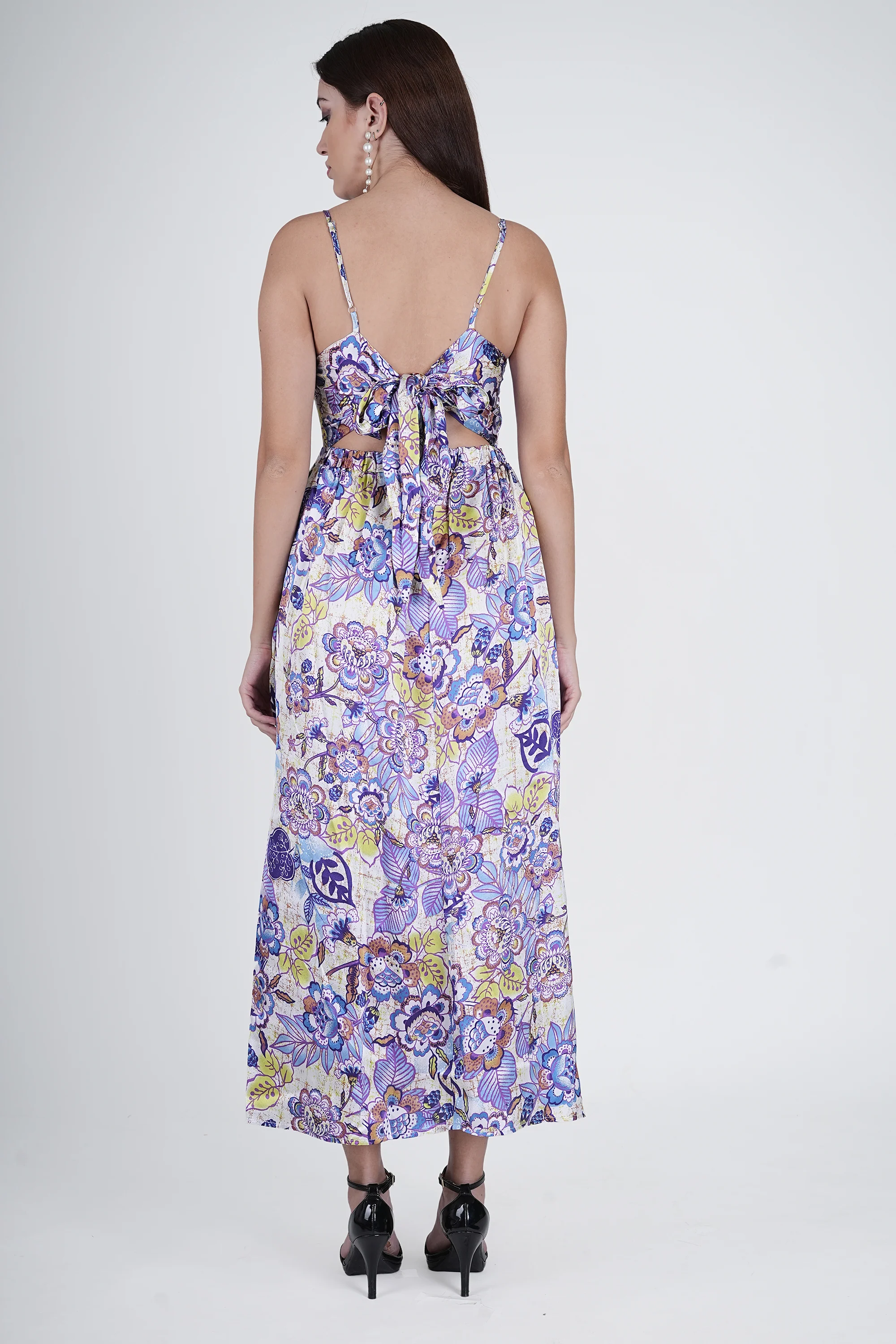 Flawless Cutout Satin Dress - Purple & Blue - Image 4