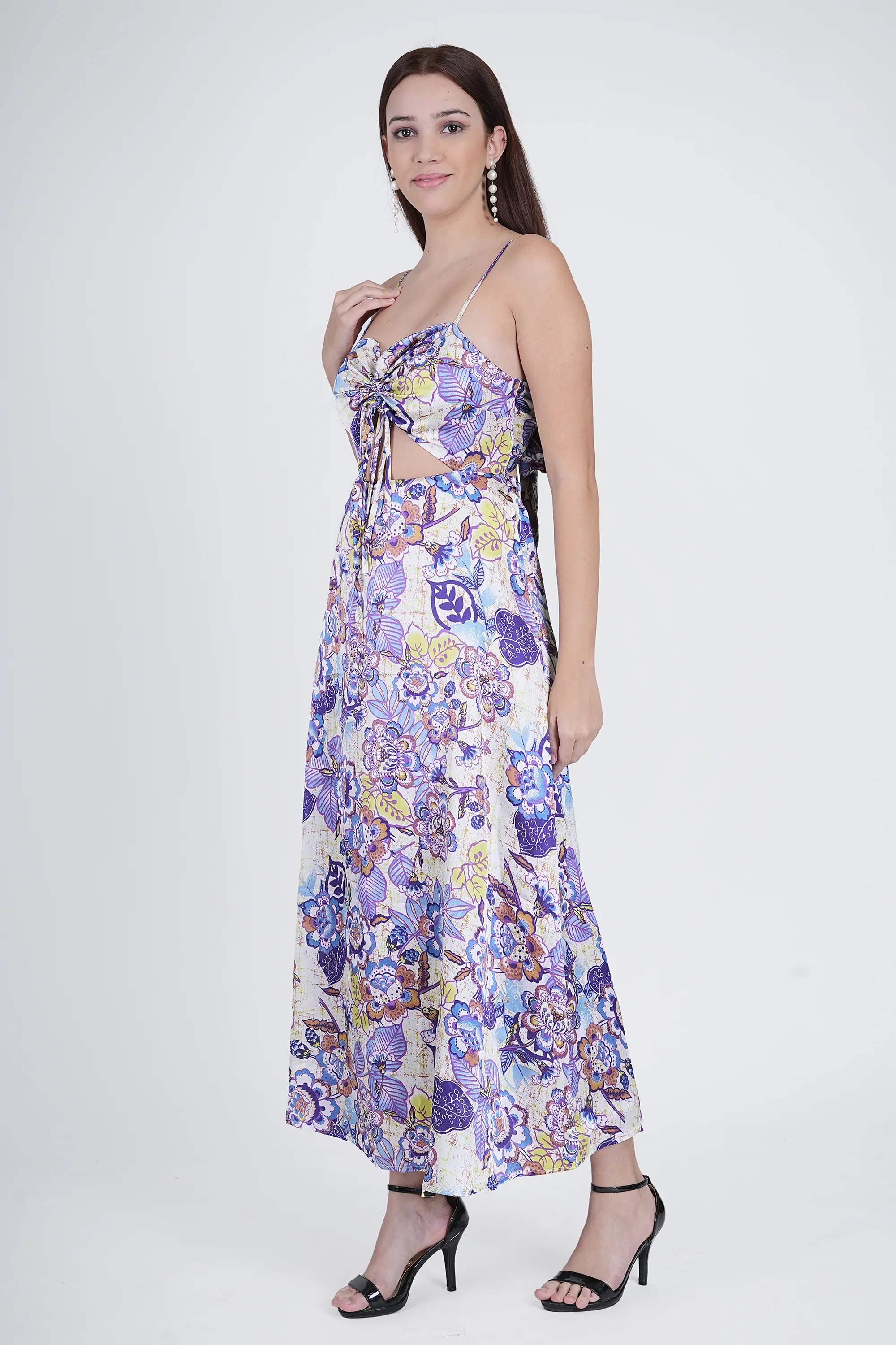 Flawless Cutout Satin Dress - Purple & Blue - Image 5